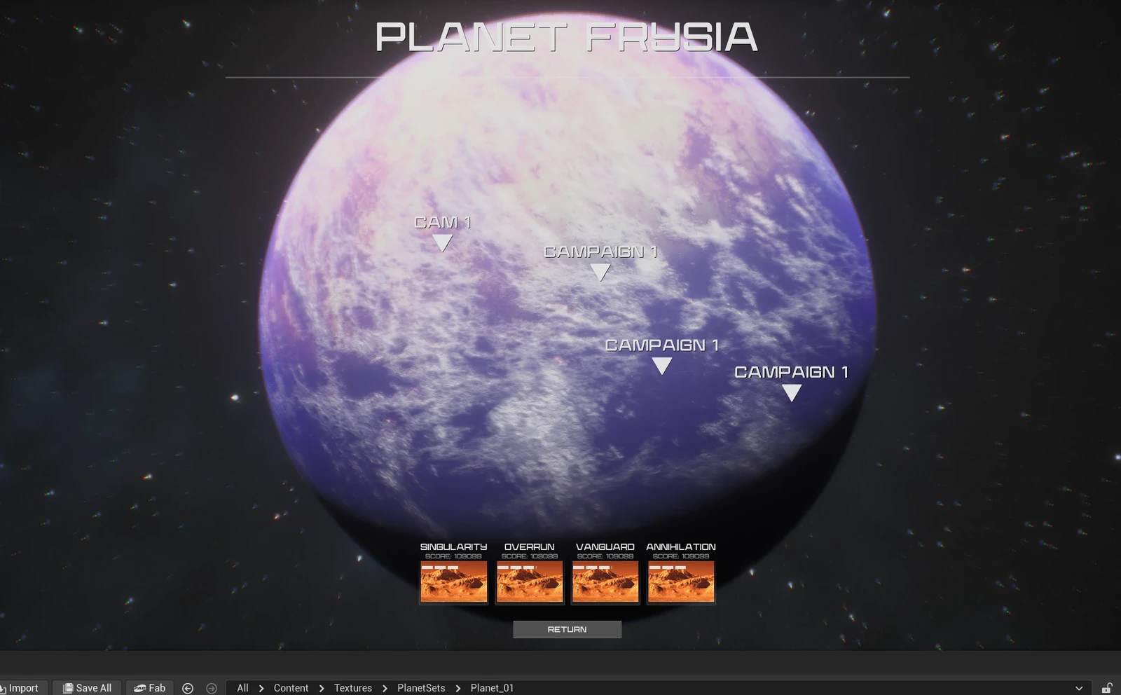 Campaign Menu with Placeholders