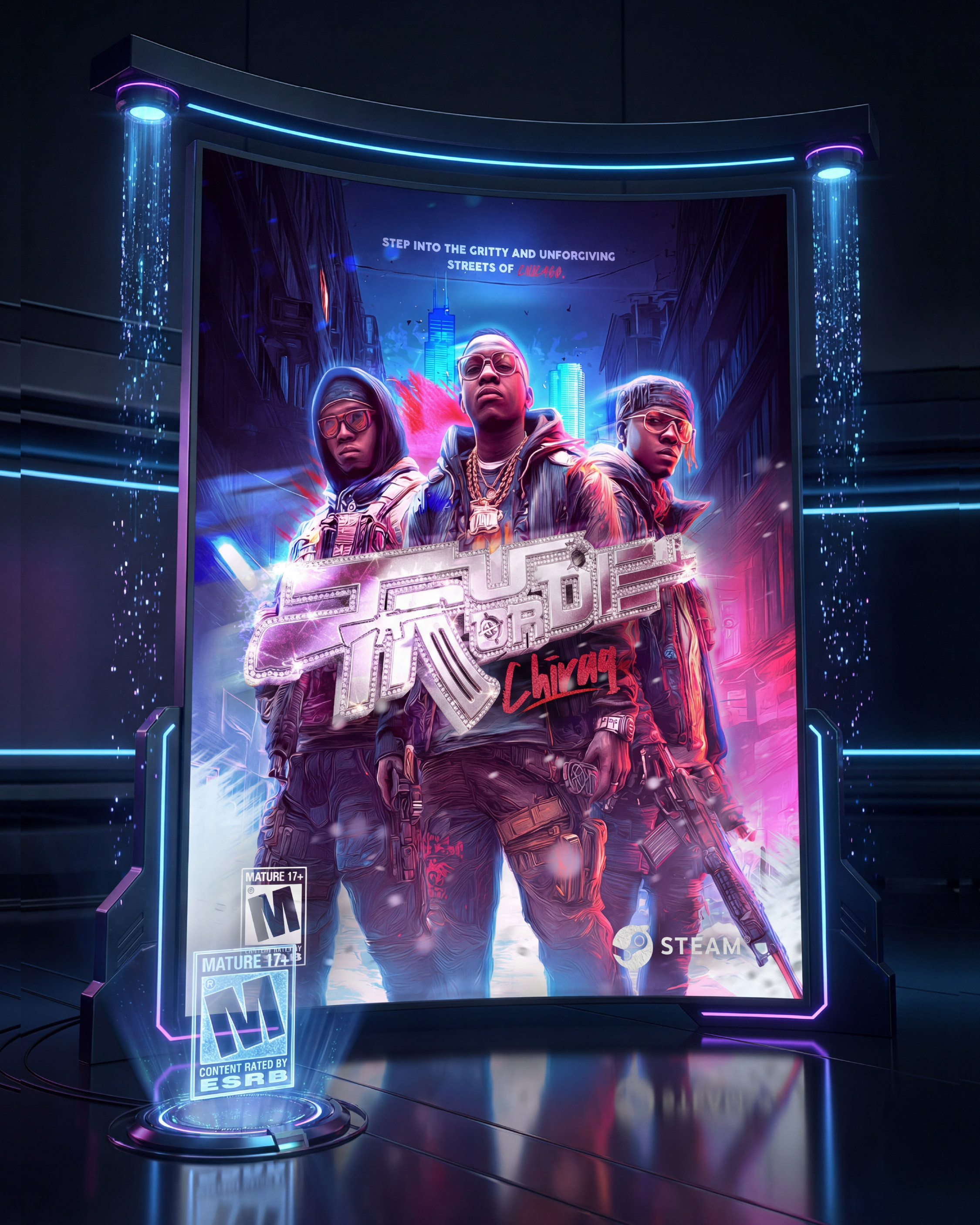 A large-format experiential mockup exploring how the key art could live in promotional or environmental settings.
Scale, lighting, and framing reinforce the cinematic nature of the campaign