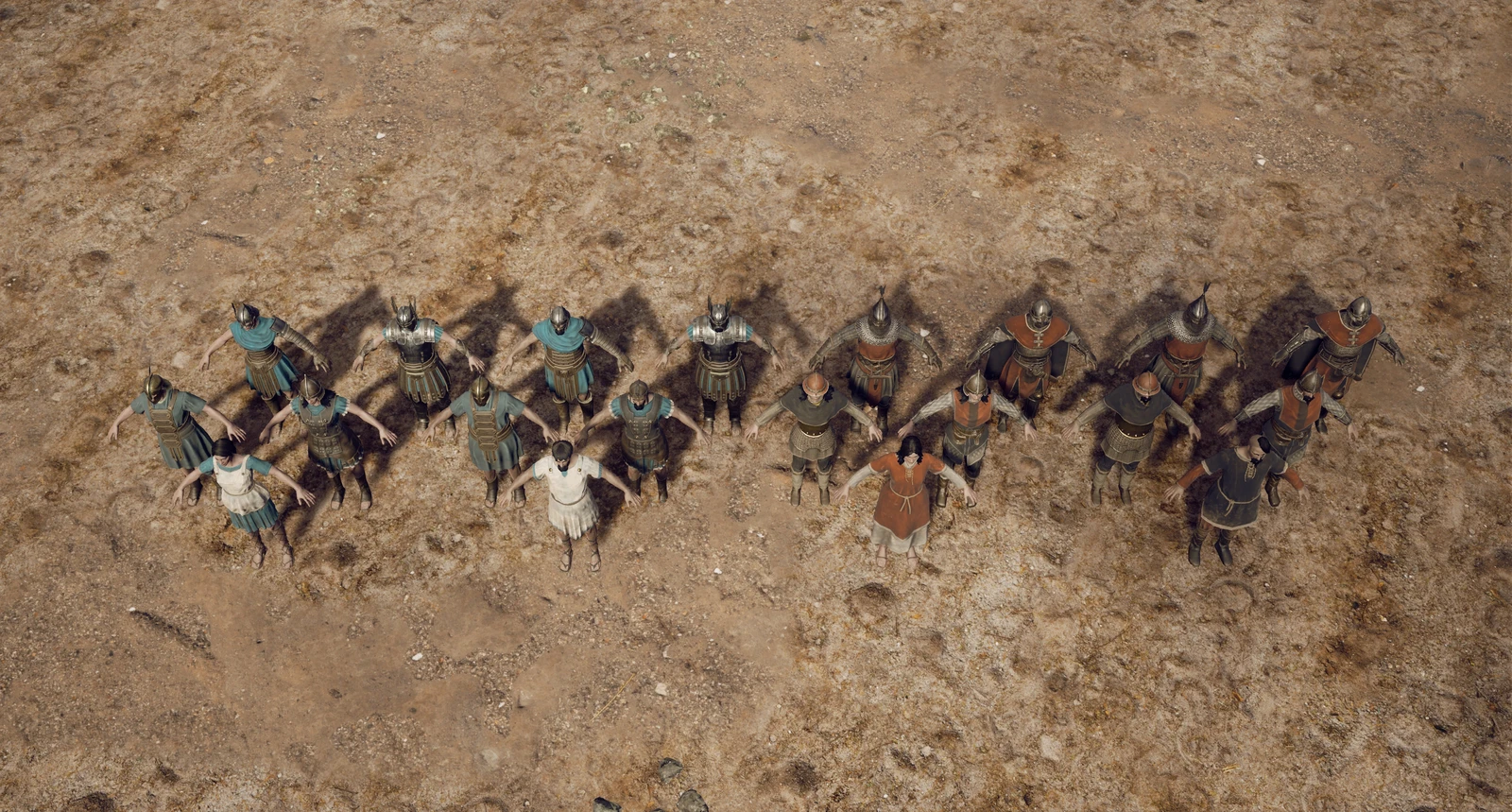T-posed line up of characters