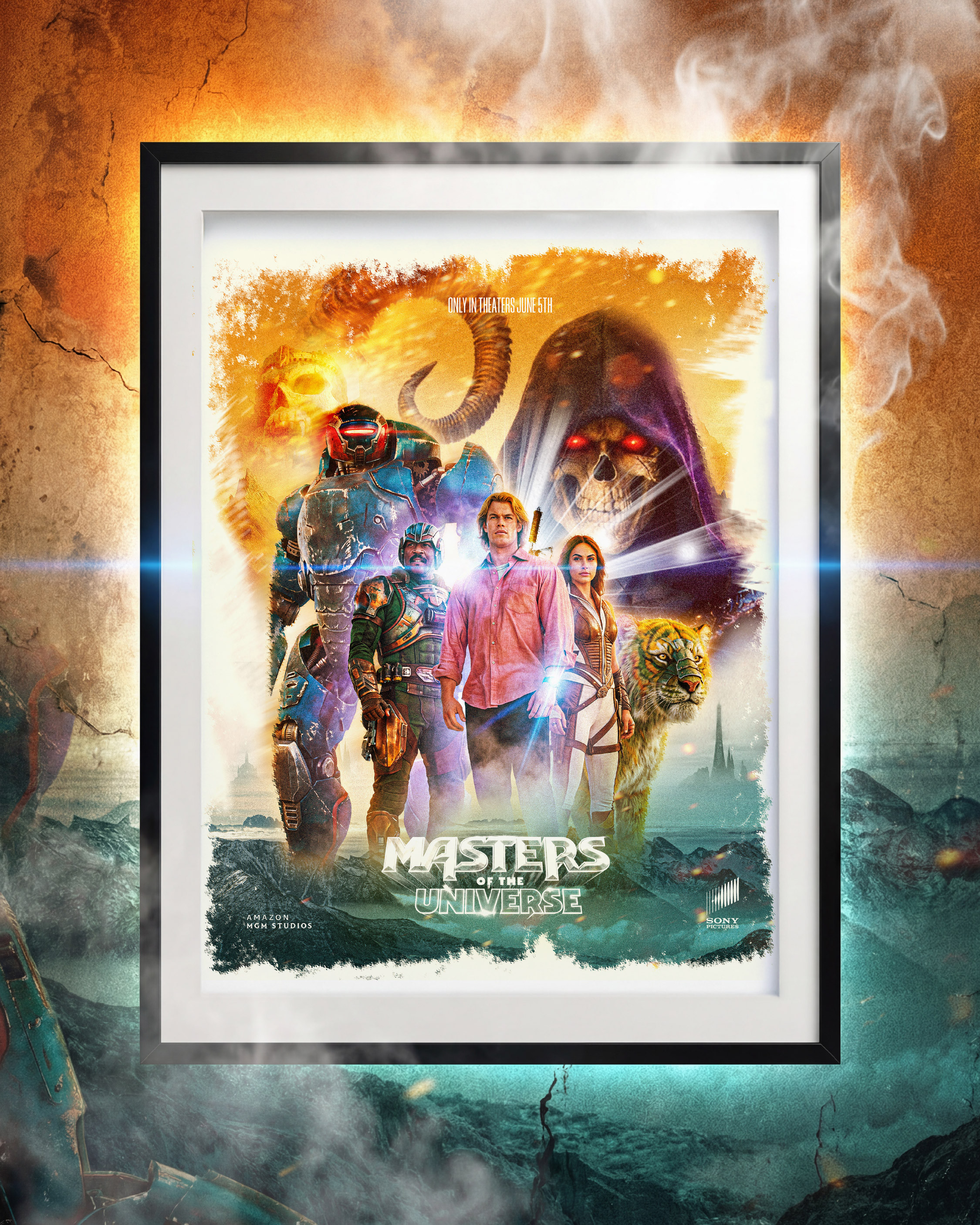 Key art applied to a framed poster mockup to showcase real-world scale, texture, and wall presence