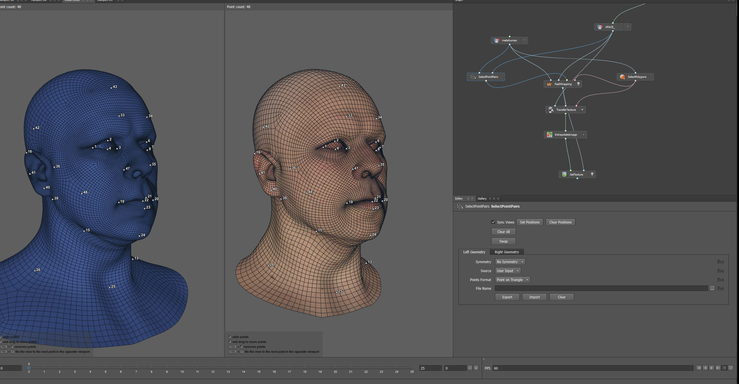 wraping xyz geometry  with metahuman geometry to transfer  textures