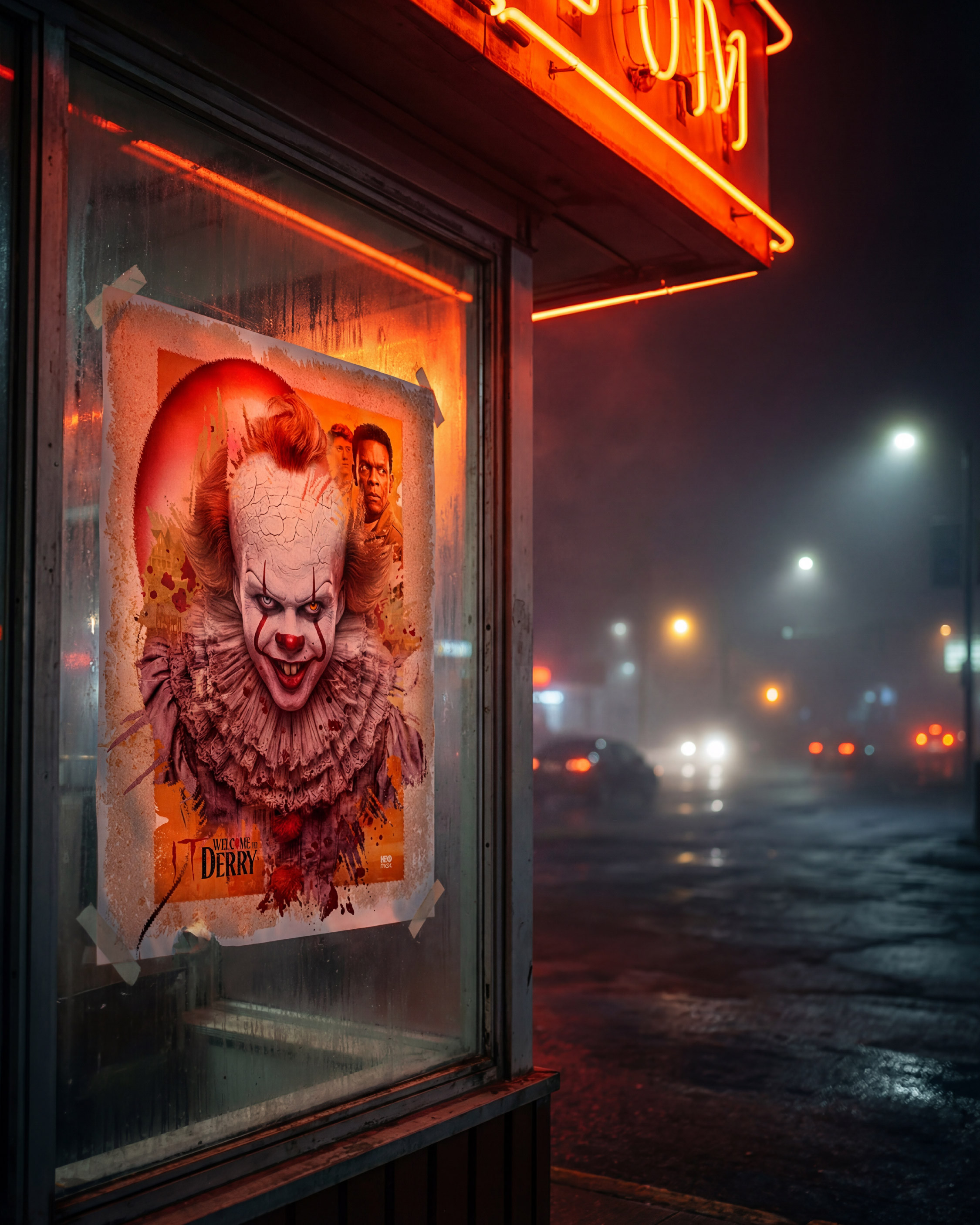 Gritty street-level wild posting mockup  - darker horror tone to close it out