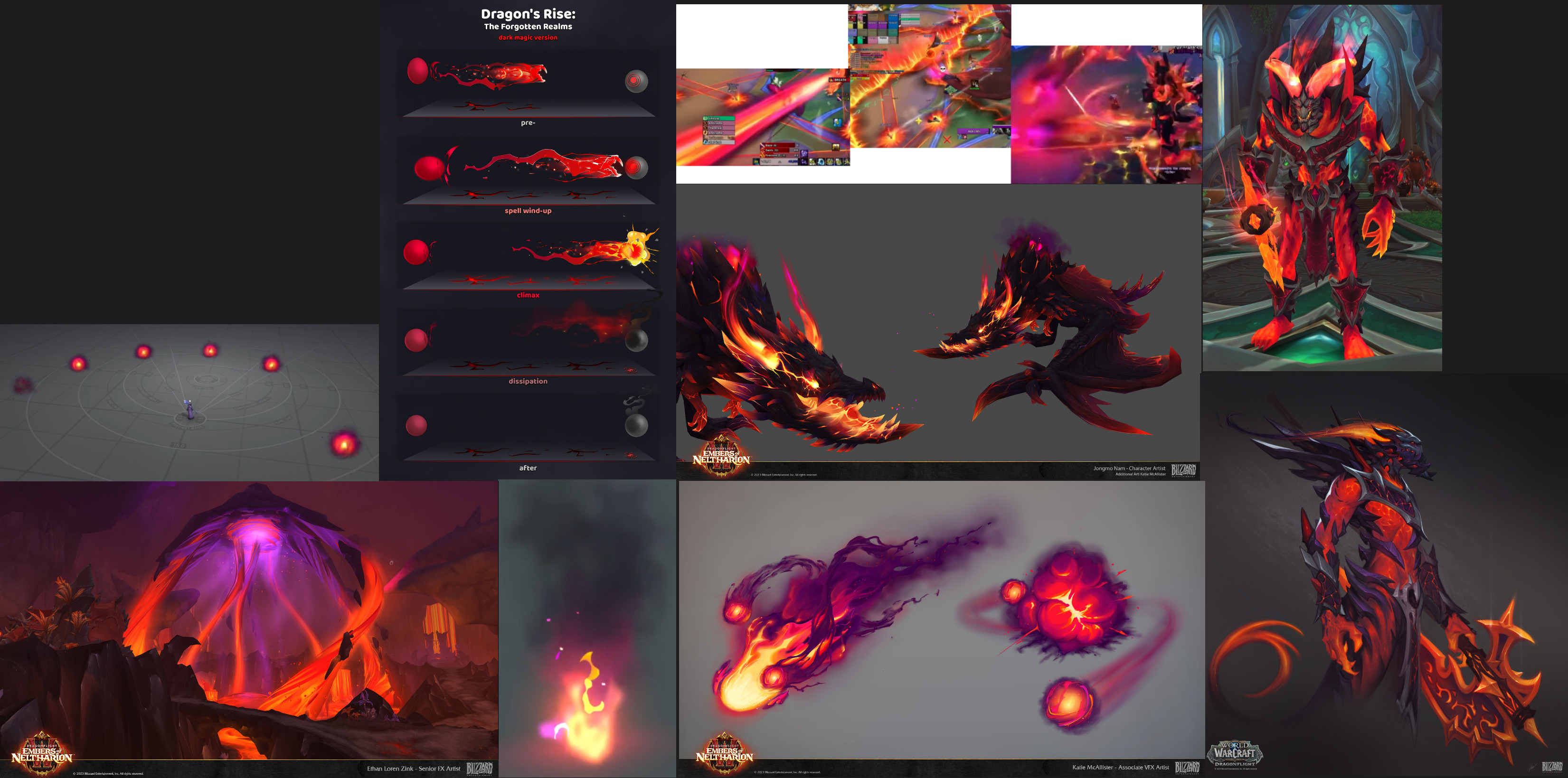 Reference Sheet for the Project; A lot of the initial color inspiration came from "Shadowflame" works in World of Warcraft