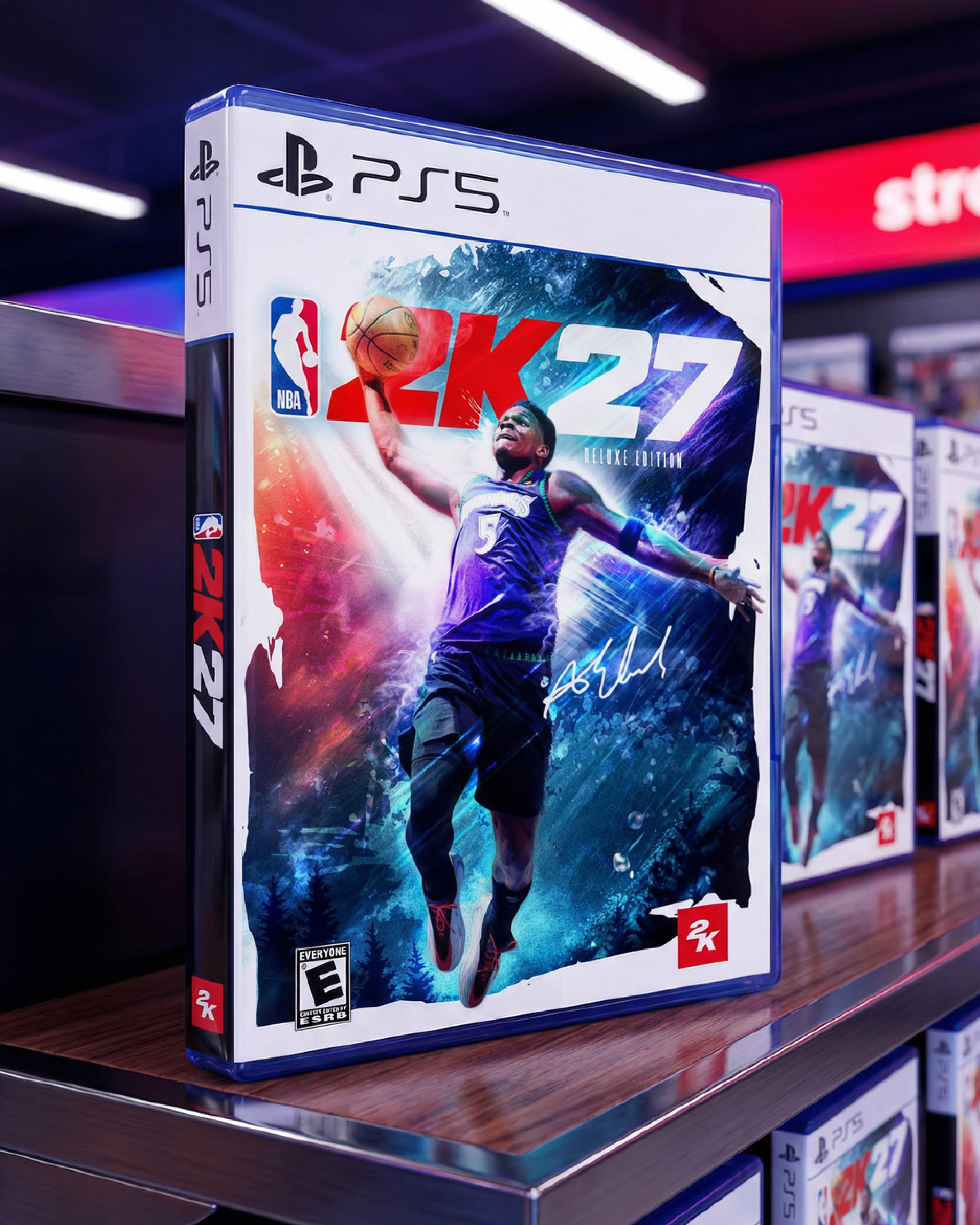 In-store placement mockup visualizing how the cover would appear in a live retail gaming section.
Focused on realism, lighting integration, and shelf presence
