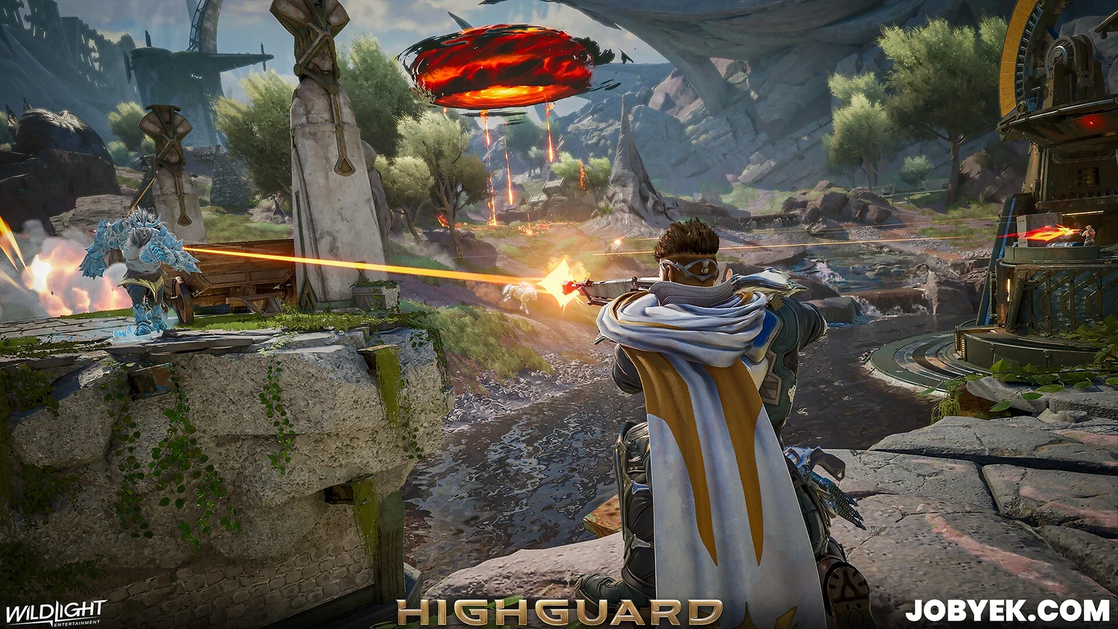 Marketing shot featuring Dustline's open-world terrain, foliage and world building I worked on.