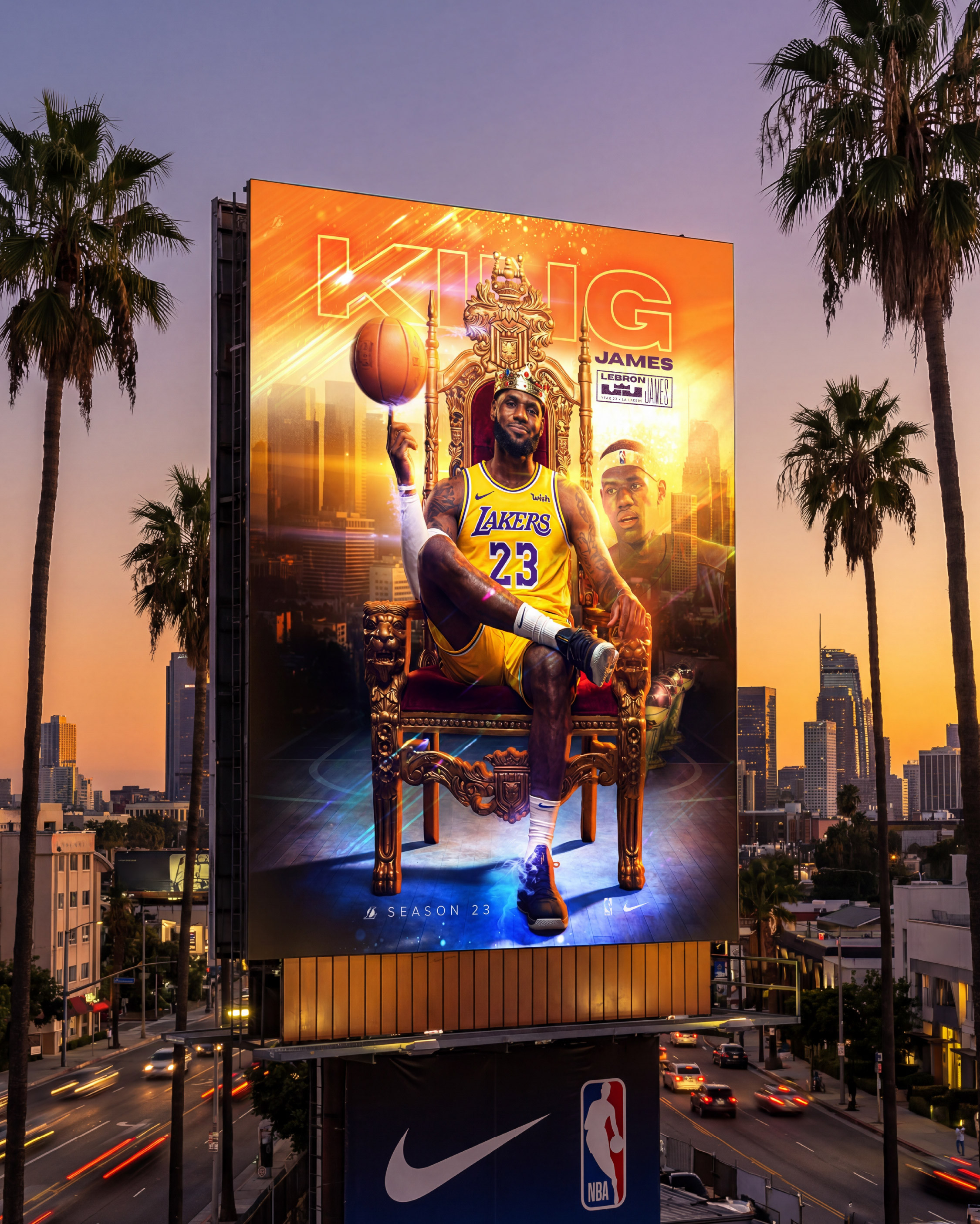 Golden hour billboard variation enhancing the campaign’s championship gold palette and cinematic tone