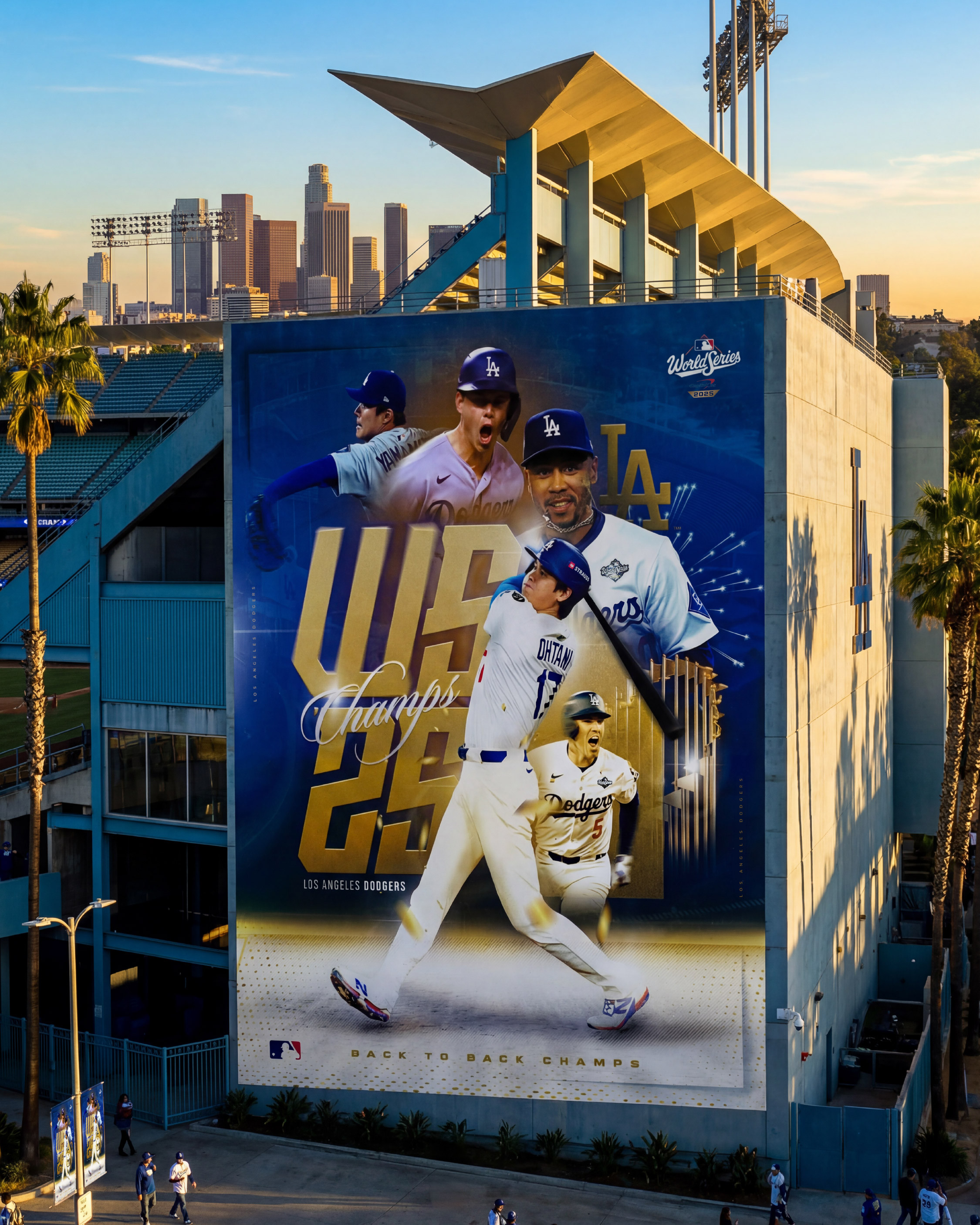 Large-scale venue takeover concept featuring the artwork as a stadium banner. Built to visualize real-world campaign rollout during a championship season