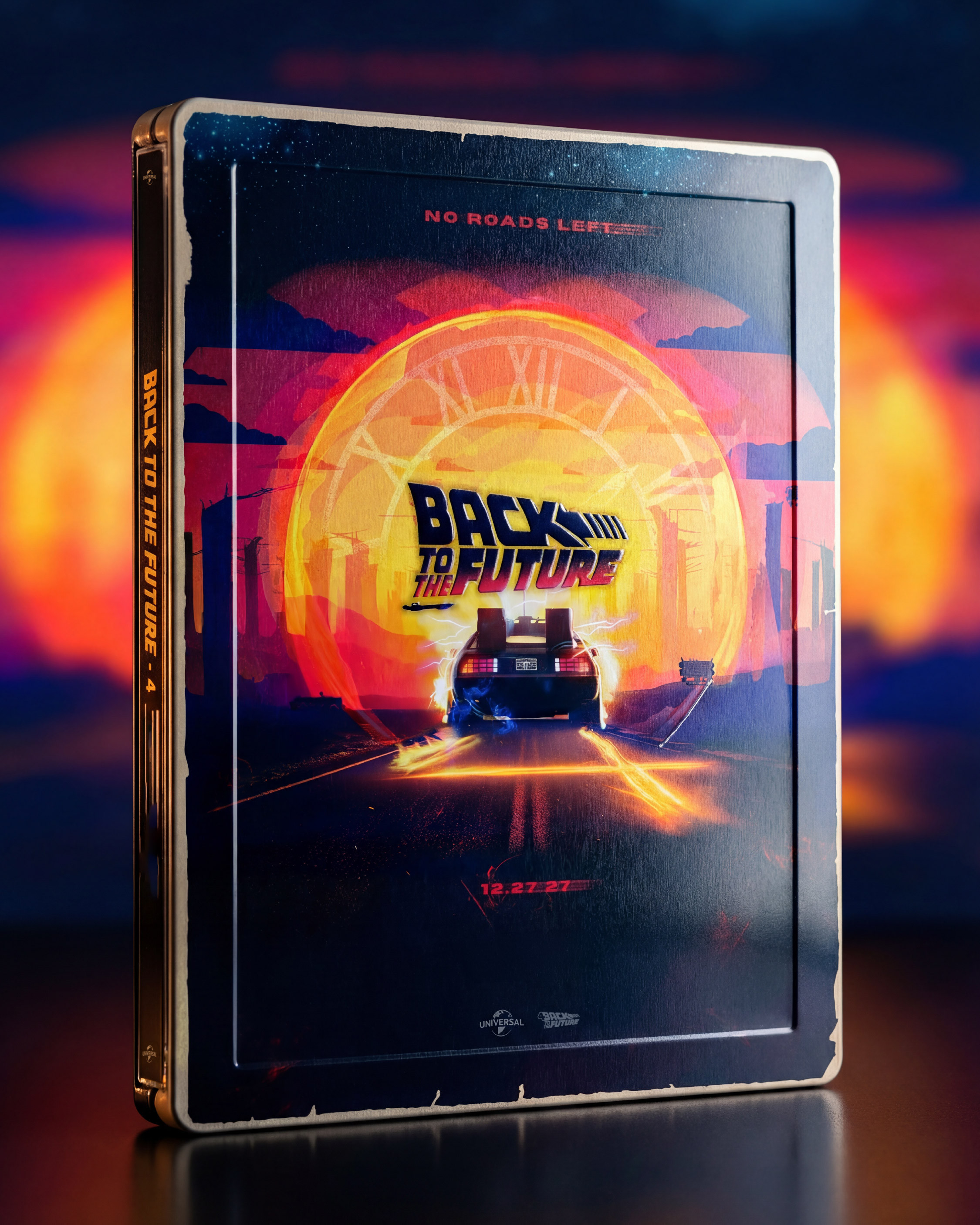 Alternate perspective highlighting spine branding and metallic finish treatment for retail shelf presence