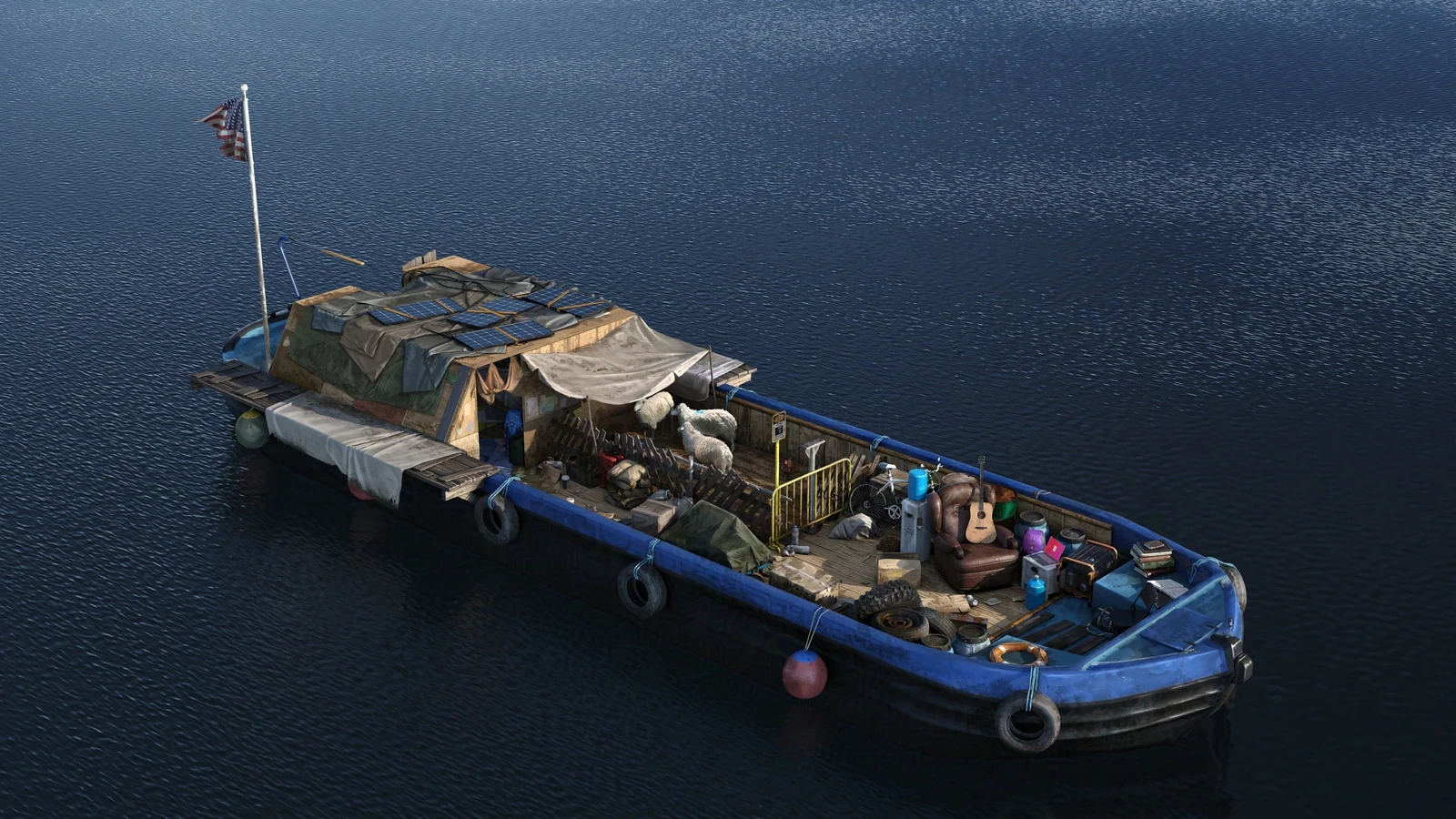 Post apocalyptic canal barge concept