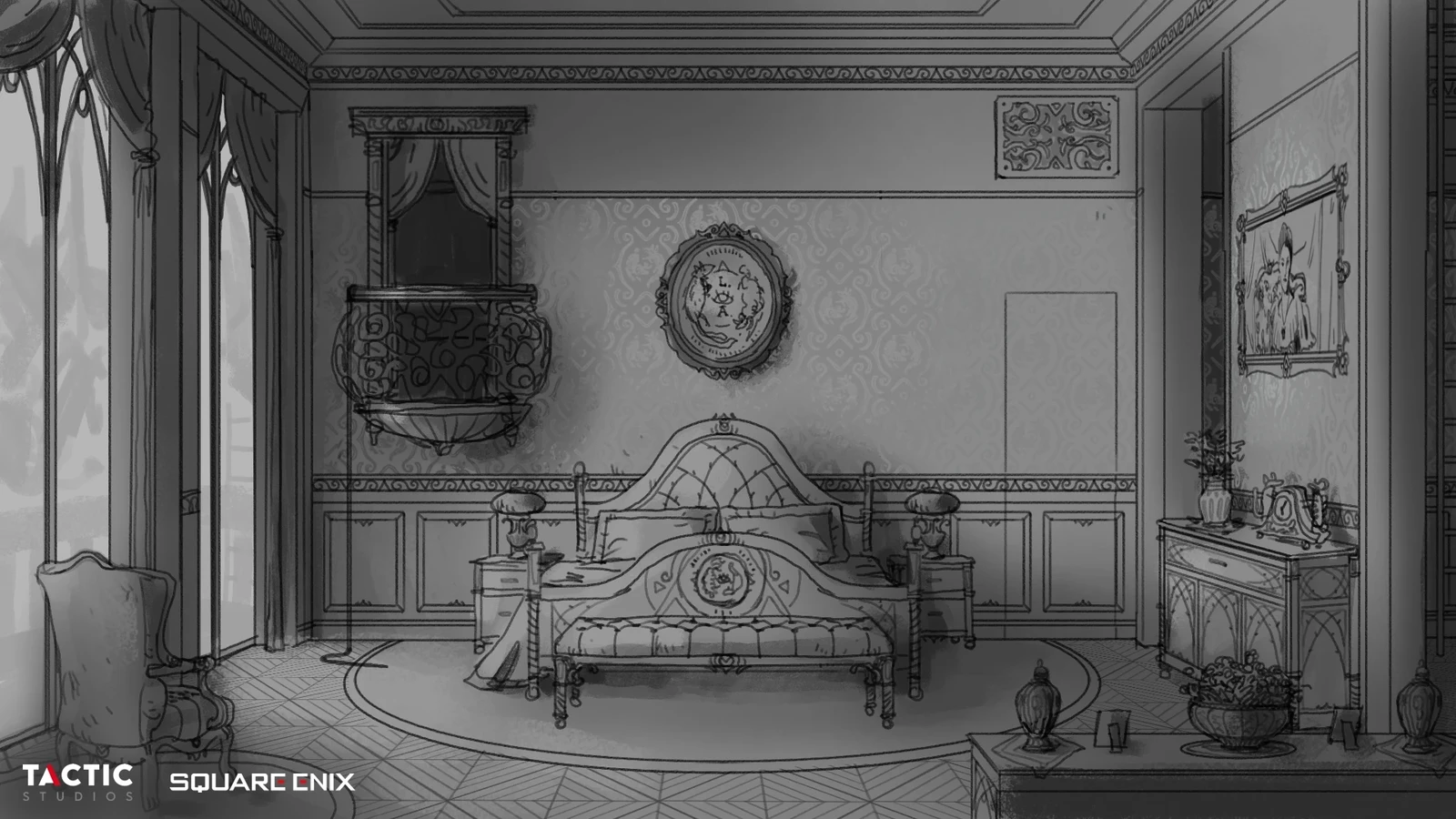 First exploration on the guestroom design for the Lunum wing level.