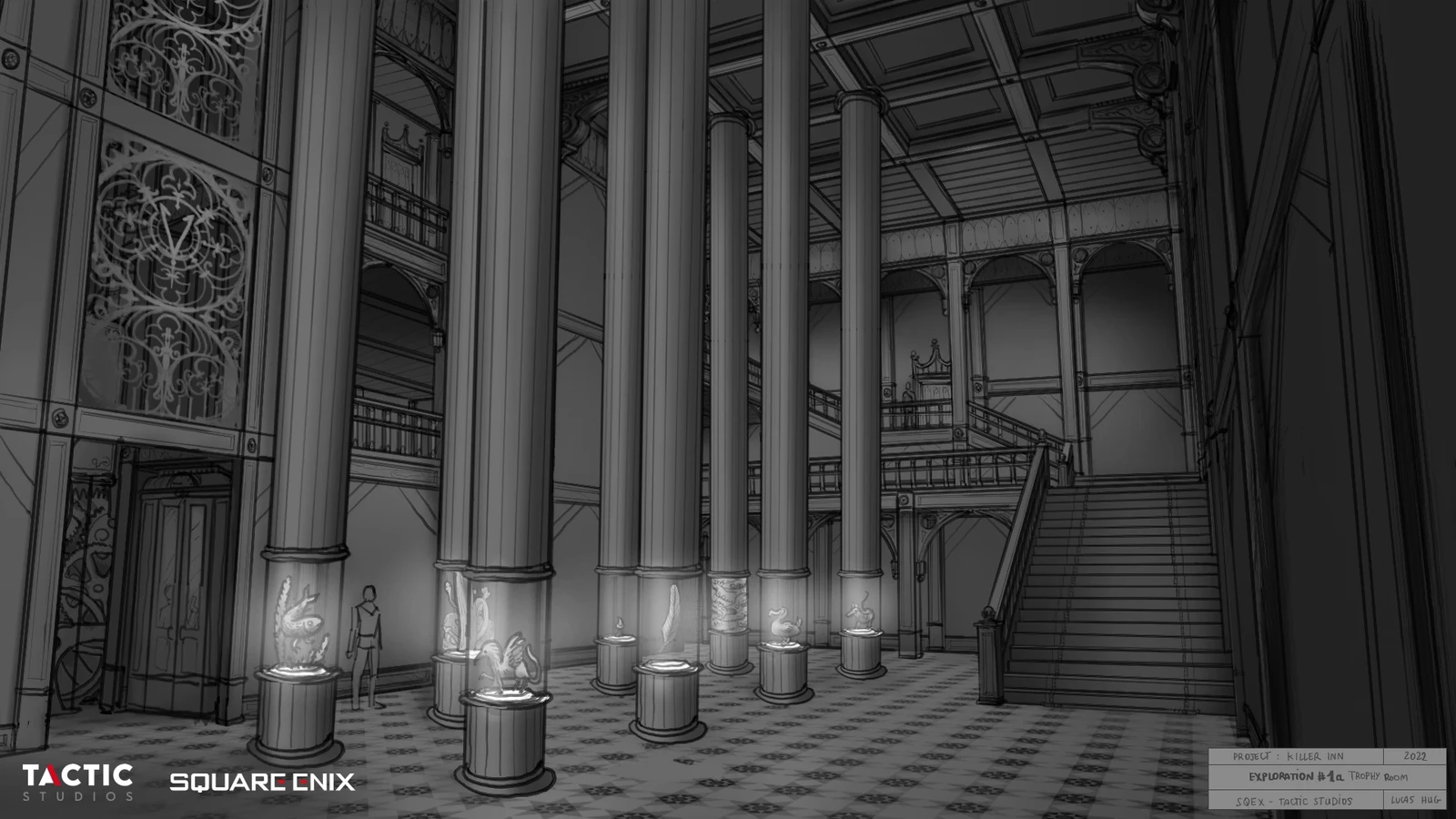 Concept for the trophy room in Solarium wing level.