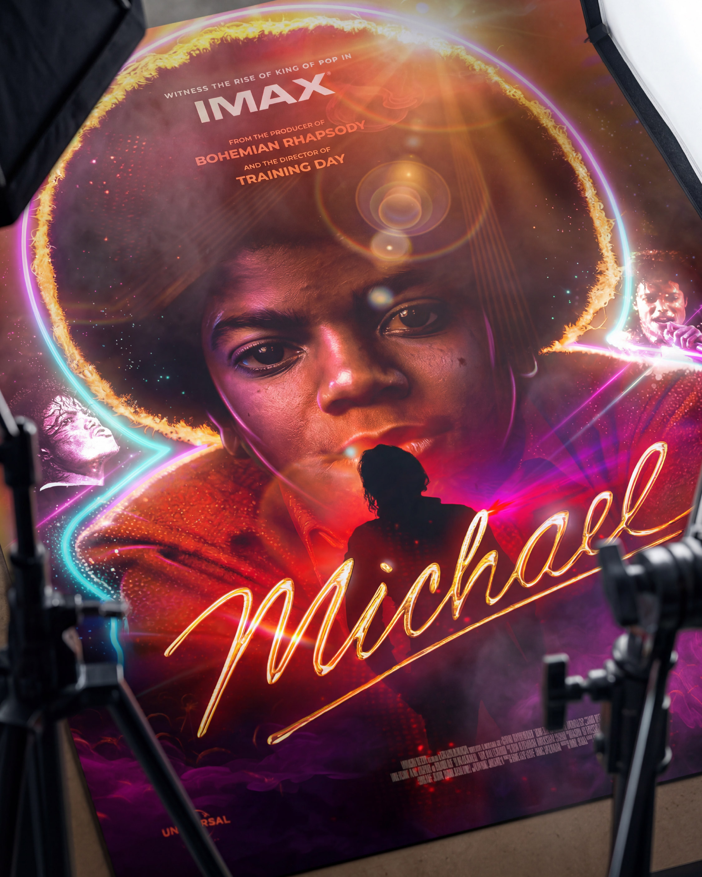 Studio documentation concept presenting the poster as official photographed key art during marketing production