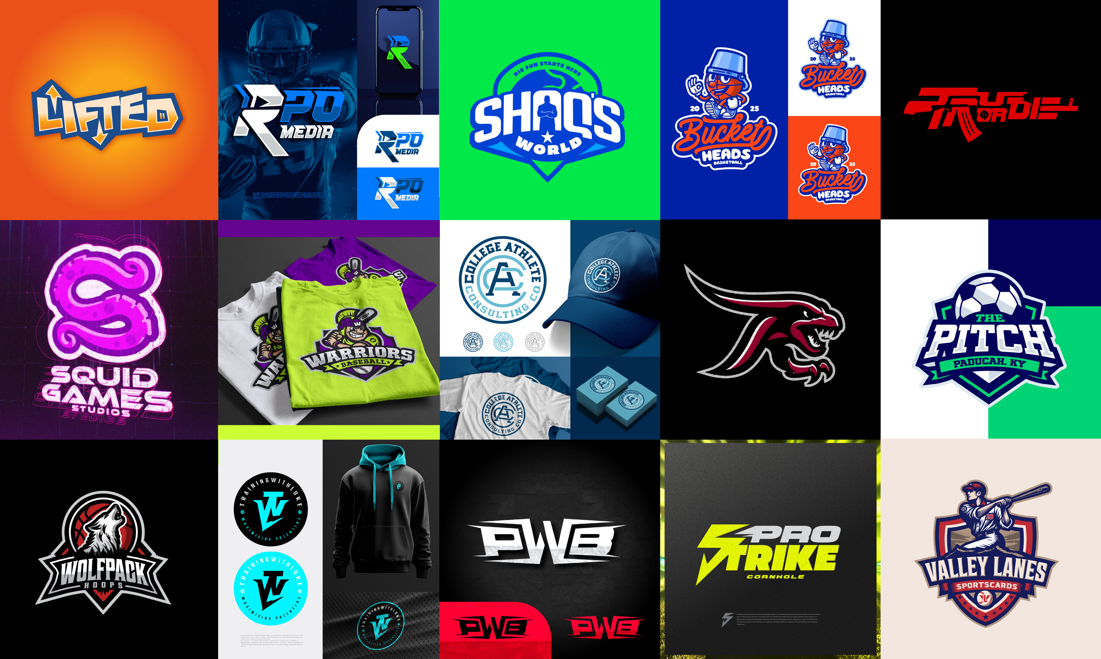 Curated identity work across sports, entertainment, gaming, media, and consumer brands. Built for scalability across apparel, digital, packaging, and real-world applications