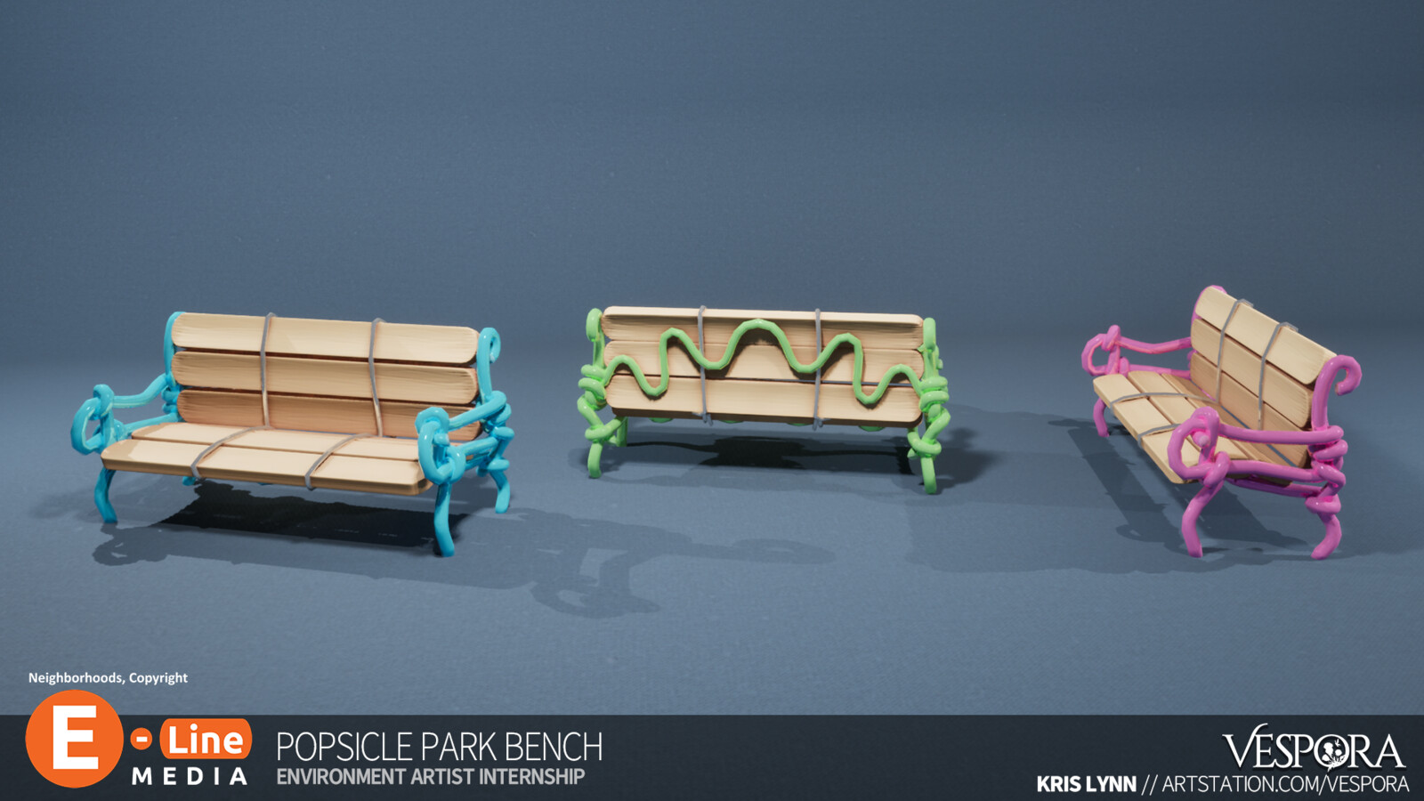 Popsicle Park Bench Prop, with in-game tintable elements