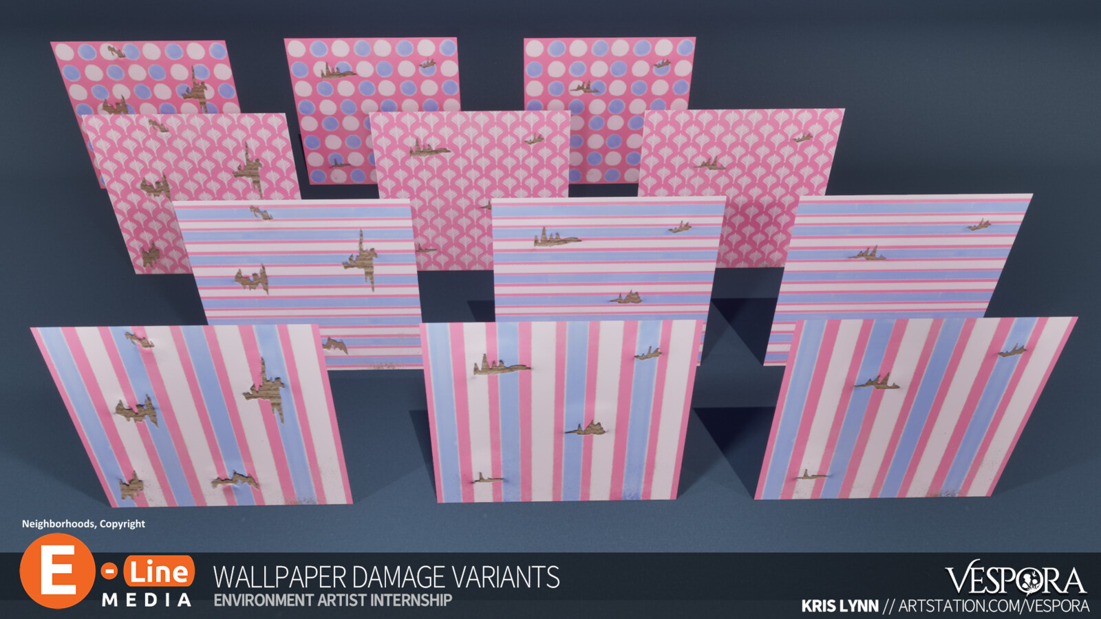 Wallpaper Damage variants of the patterns for low roots interiors.