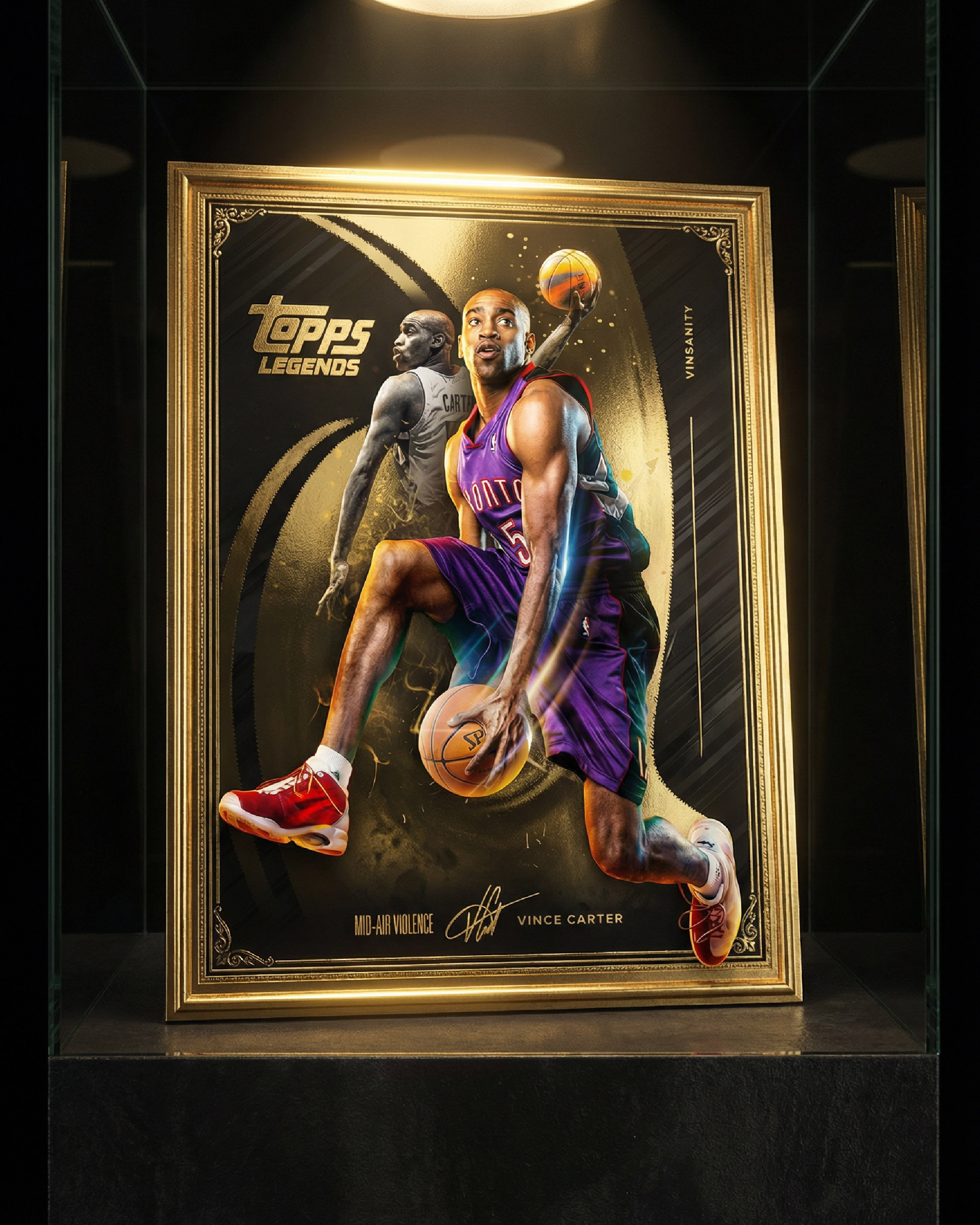 A framed collectible concept that elevates the card into gallery-style sports memorabilia