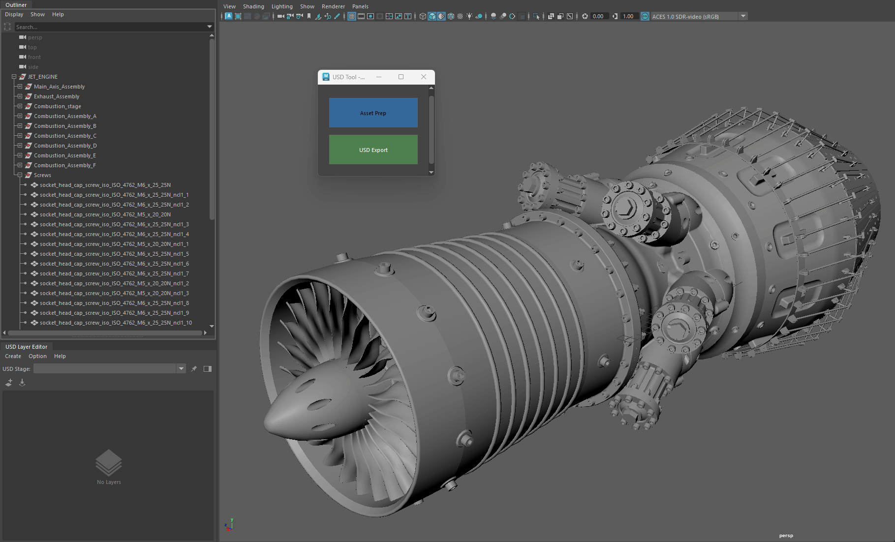 Automating asset prep and USD export by automatically creating proxy meshes and easy to read asset structures with proper prims on export.