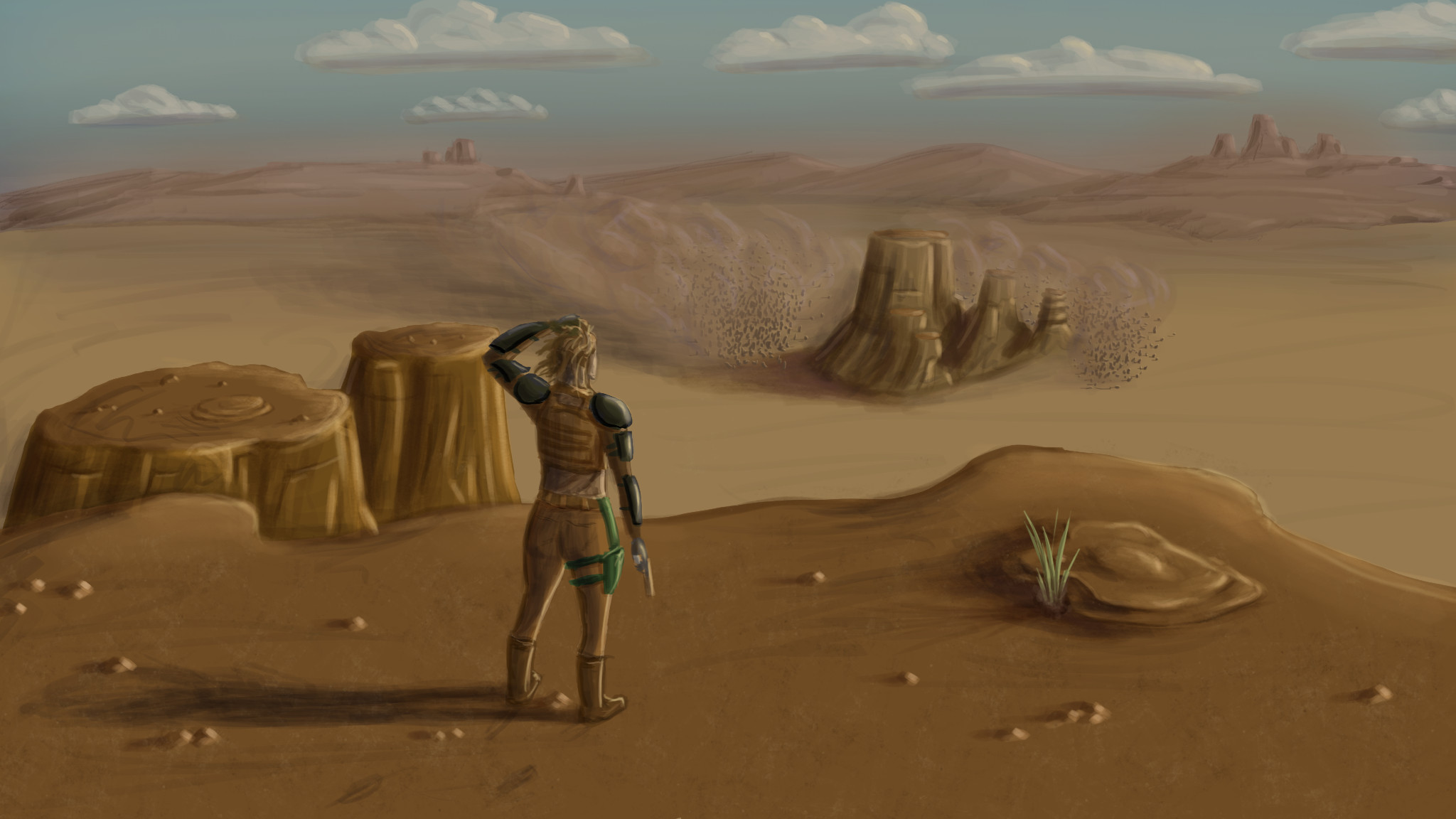 Environment with Georgia and zombie hordes.