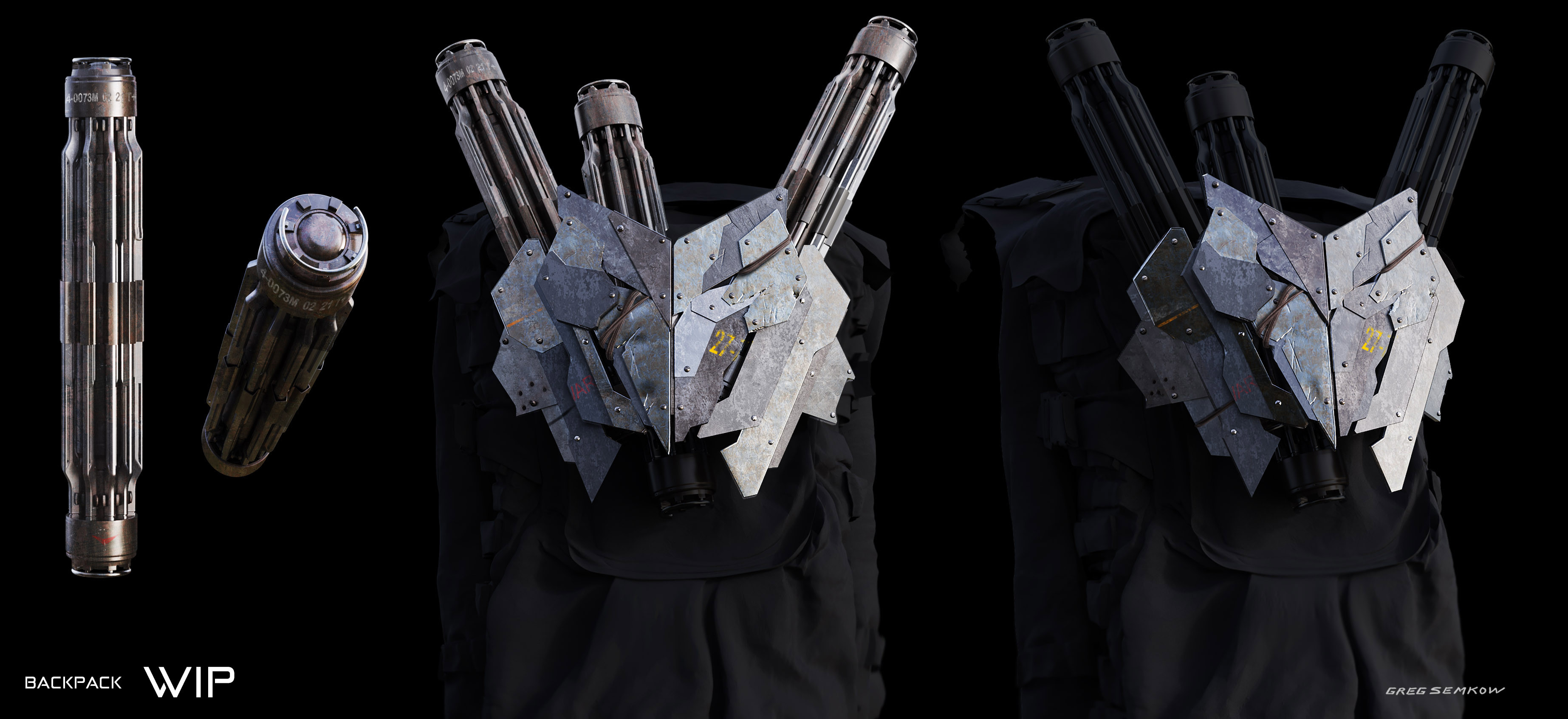 Early backpack, and mine WIP.