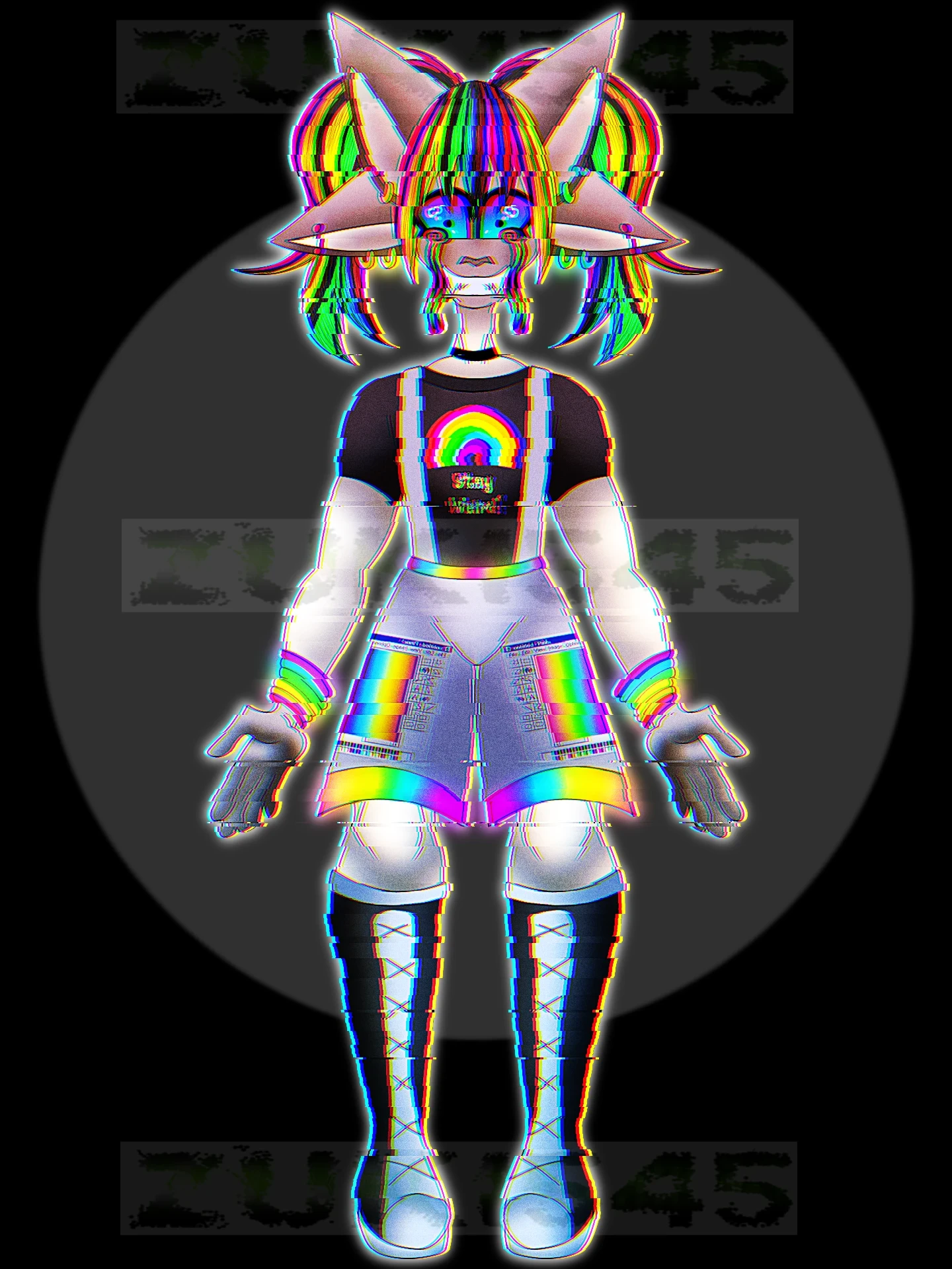 Glitchy Rainbow Virus Cat