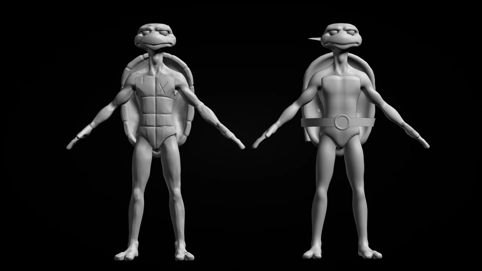 The sculpt was created entirely in blender this time. Retopology was done 100% manually, keeping it as simple as possible. The normal map and hand painted textures do the heavy lifting to compensate for the low poly geometry.