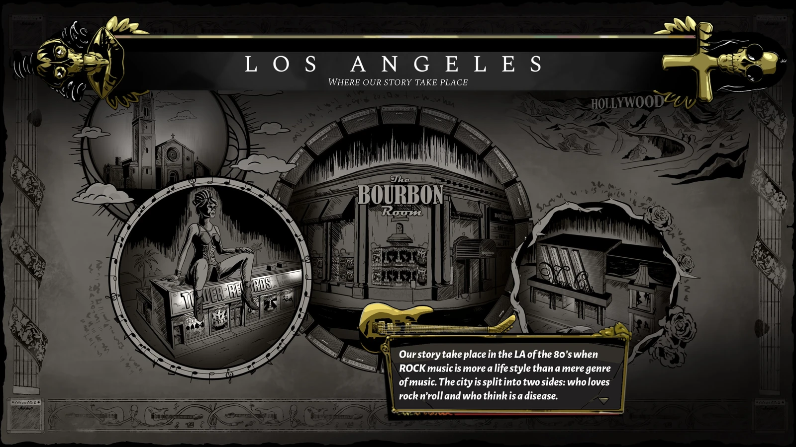 ROCK of AGES -  Map Design B&amp;W in game view inspired by HADES from Supergiant Games
