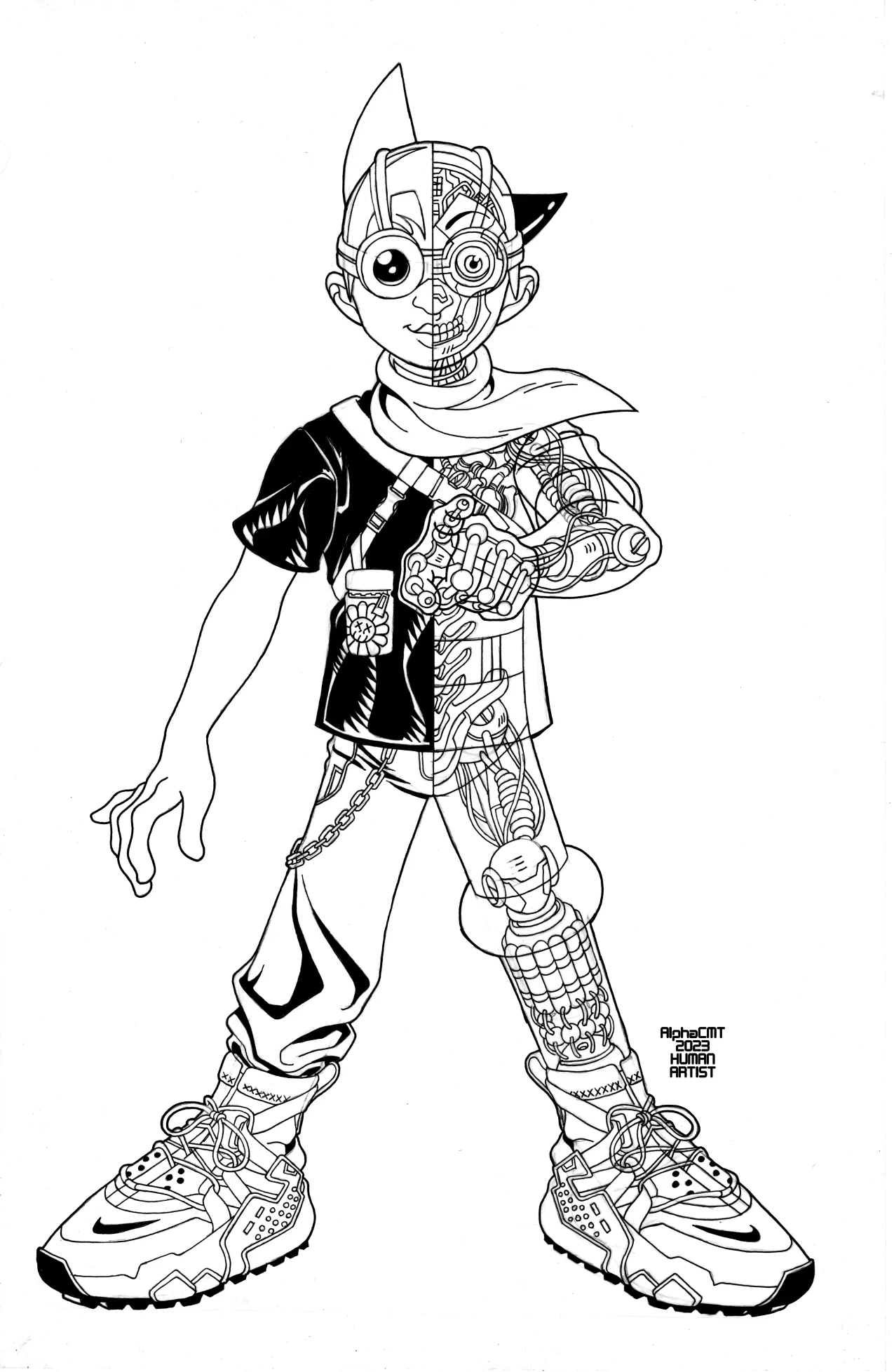 Hand inked using Microns on Bristol board. 