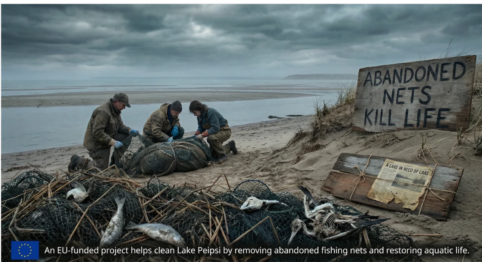 Abandoned fish nets kill life