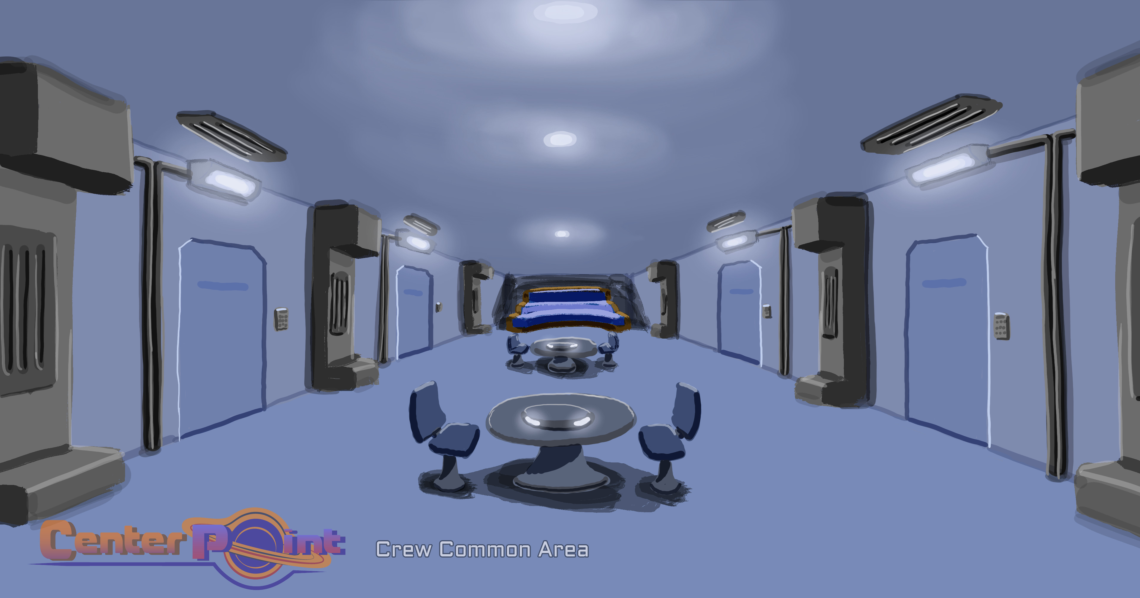 Concept Sketch for the Crew Common Area for the video game "CenterPoint"