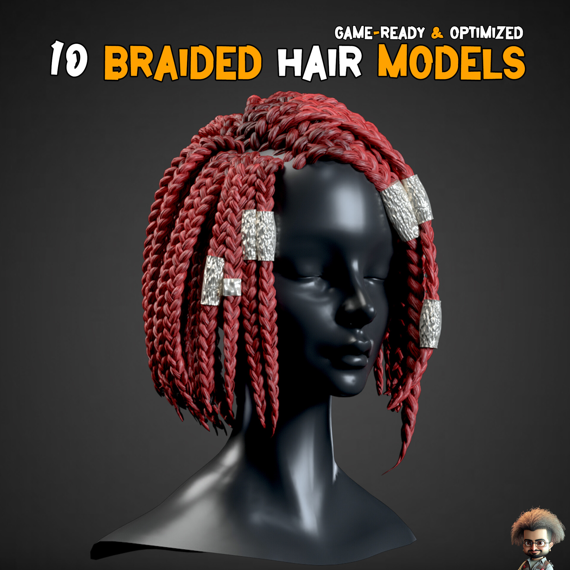 ArtStation - 10 Braided Hair Model + PBR Texture - Vol 08