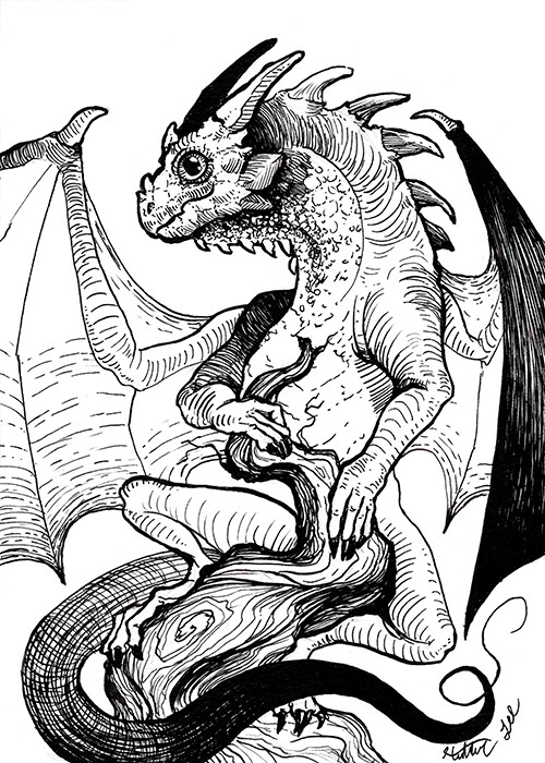 Ink Perched Dragon