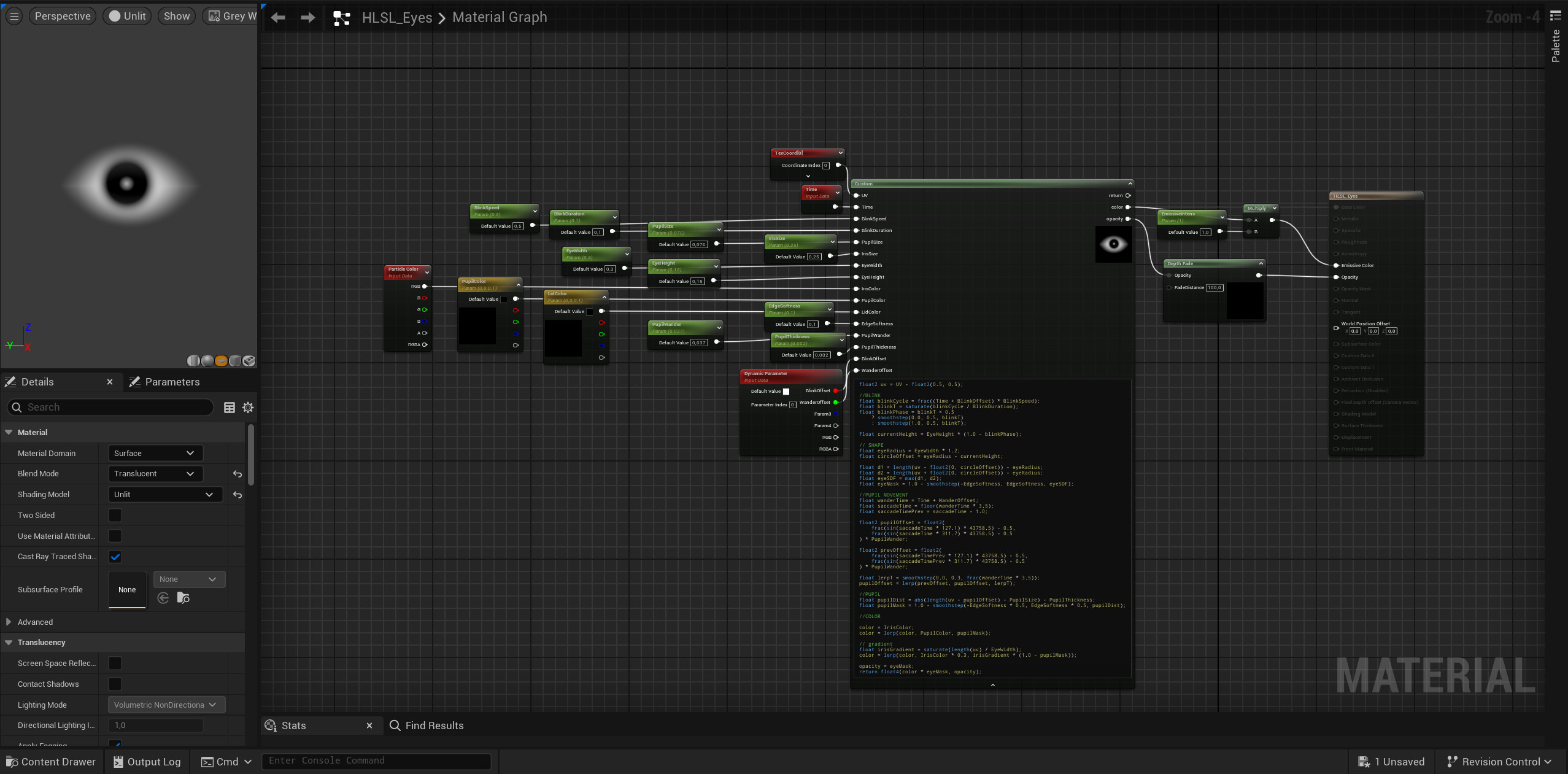 Eye material breakdown 