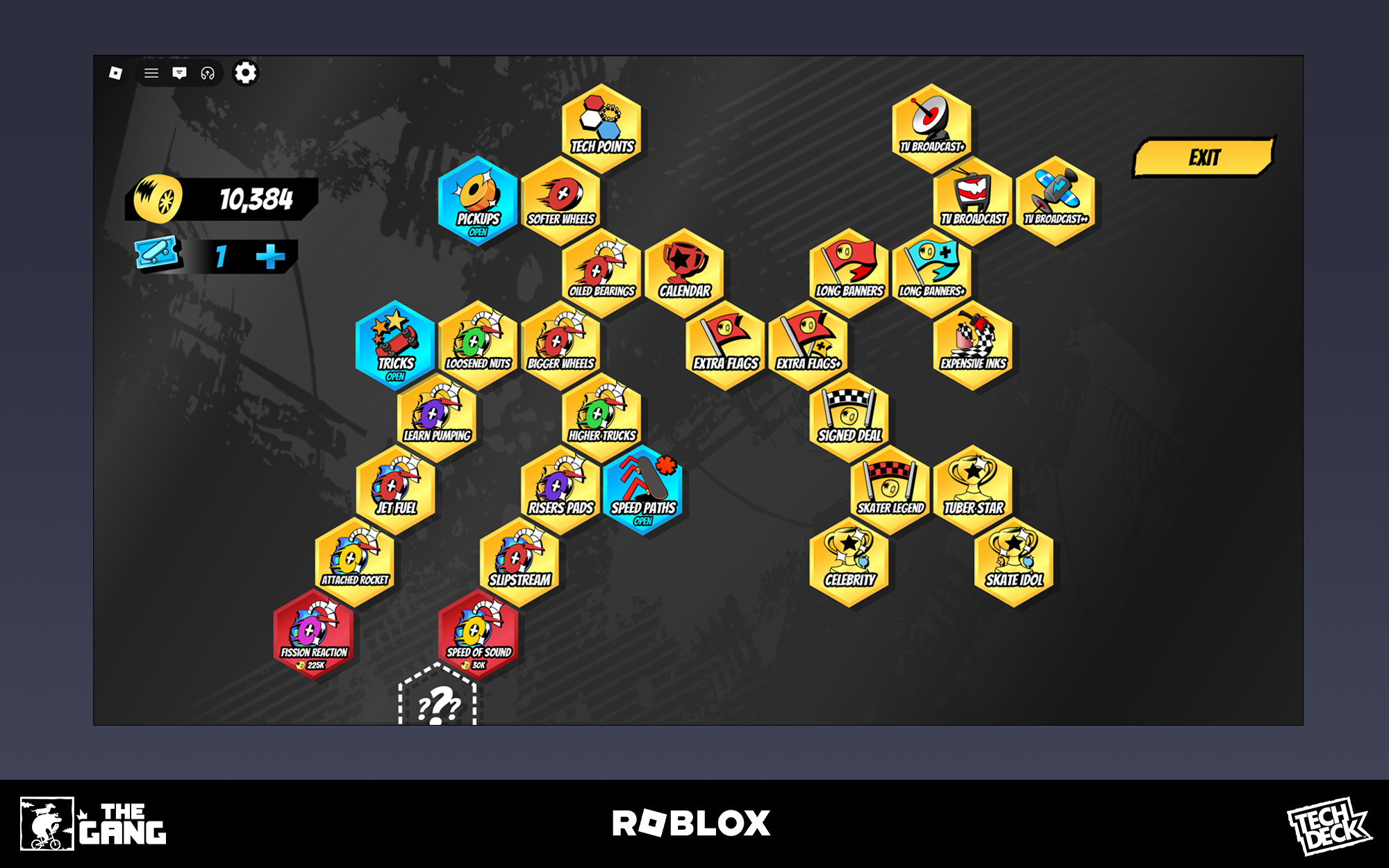 Skill tree progression UI - unlockable with many stackable sub-menus.