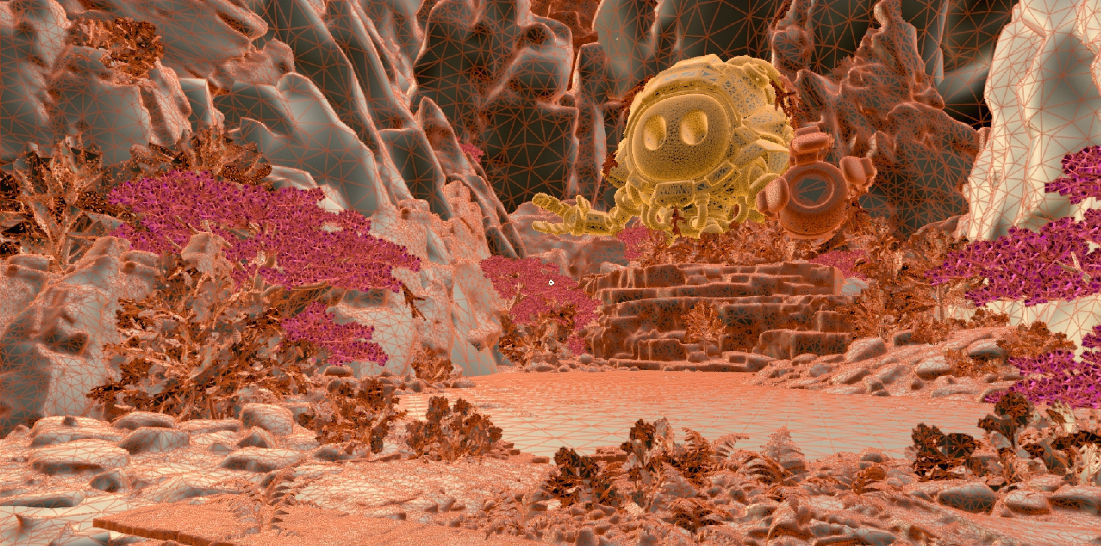 Original hero environment geo prior to optimisation. Lots of beautiful detail, but far too high resolution for the web