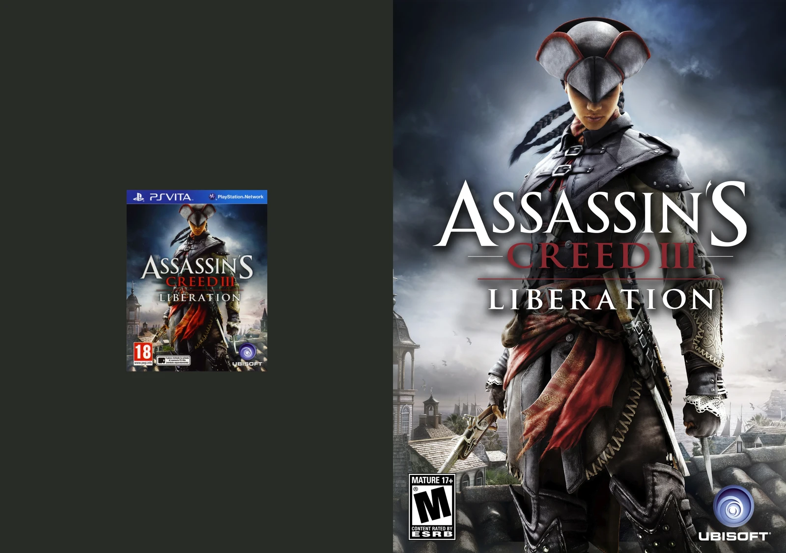 Assassin's Creed III - Liberation (2012) (original cover artwork by Eve Berthelette @eveberthelette) (Scan vs. Upscaled)