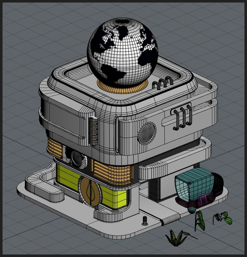 Technical wireframe view in 3ds Max 