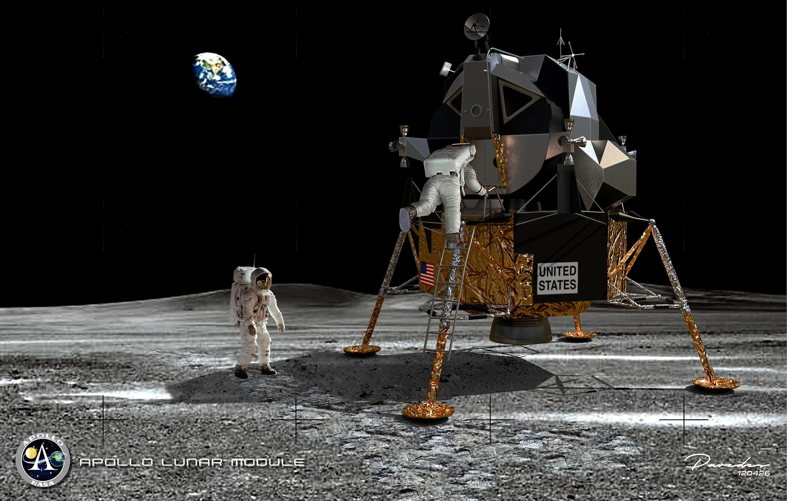 Apollo Lunar Module (LM) Colored