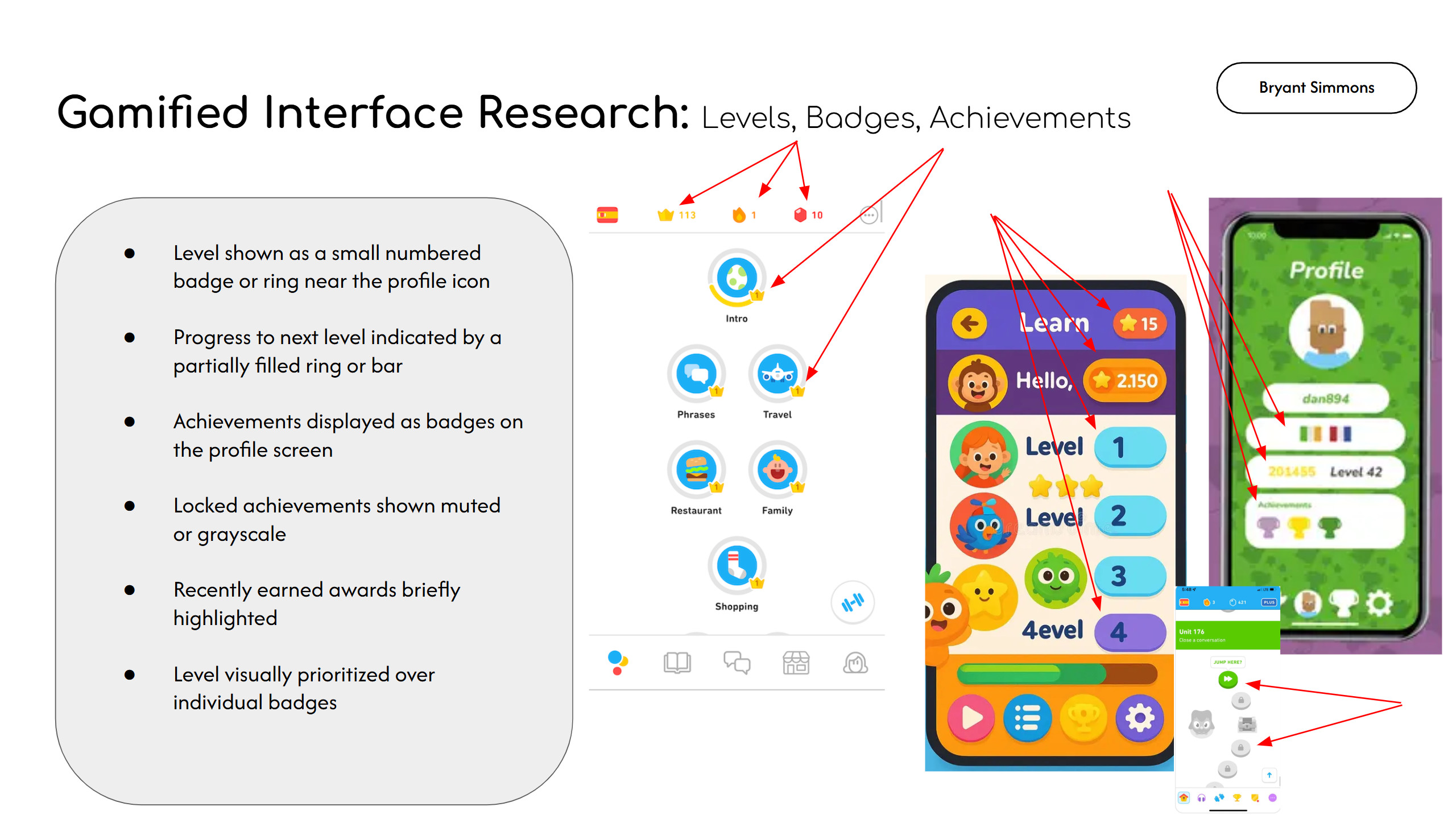 Gamified Interface Research: Levels, Badges, Achievements