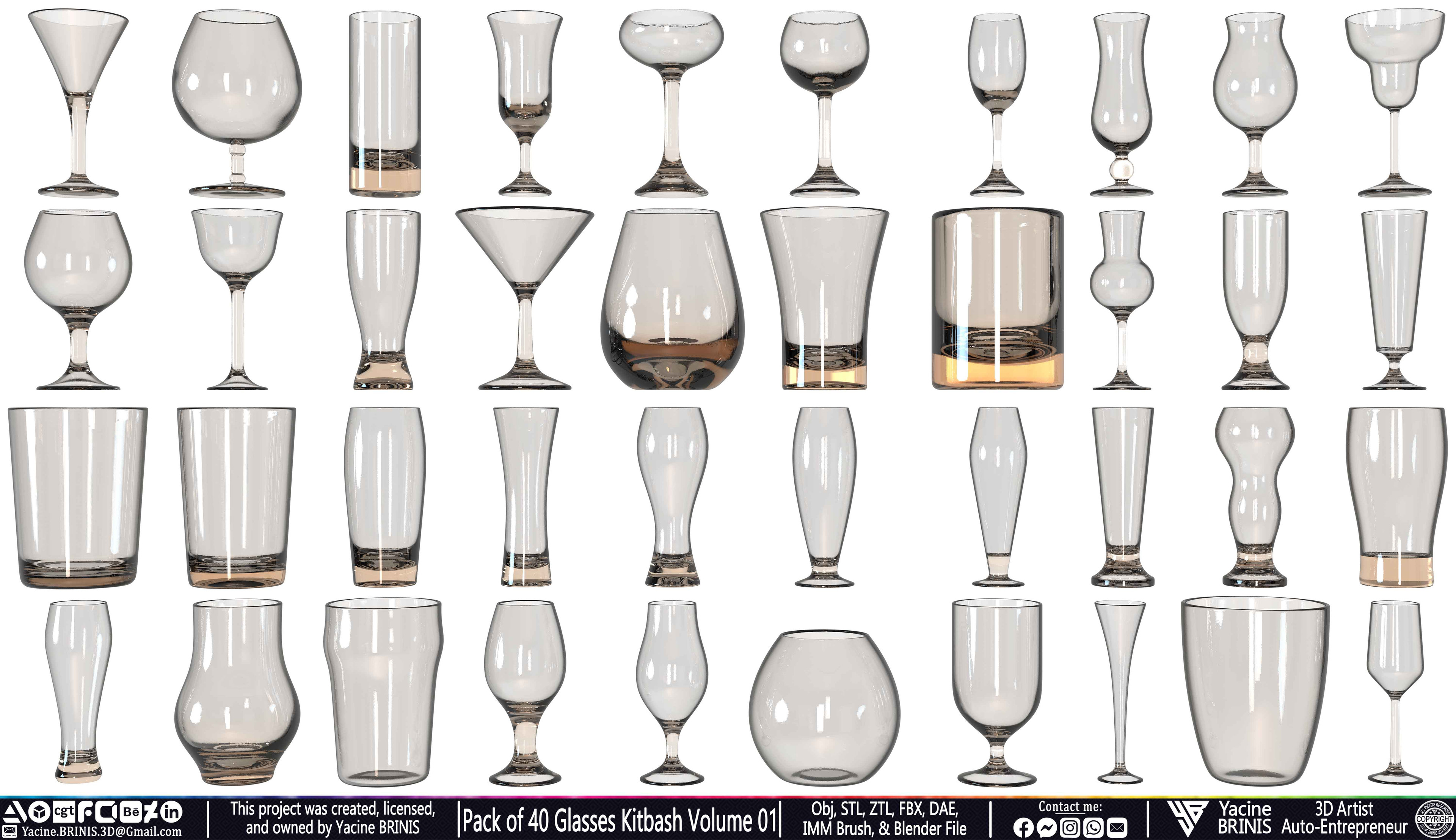 Pack of 40 Glasses Volume 01 Set 03