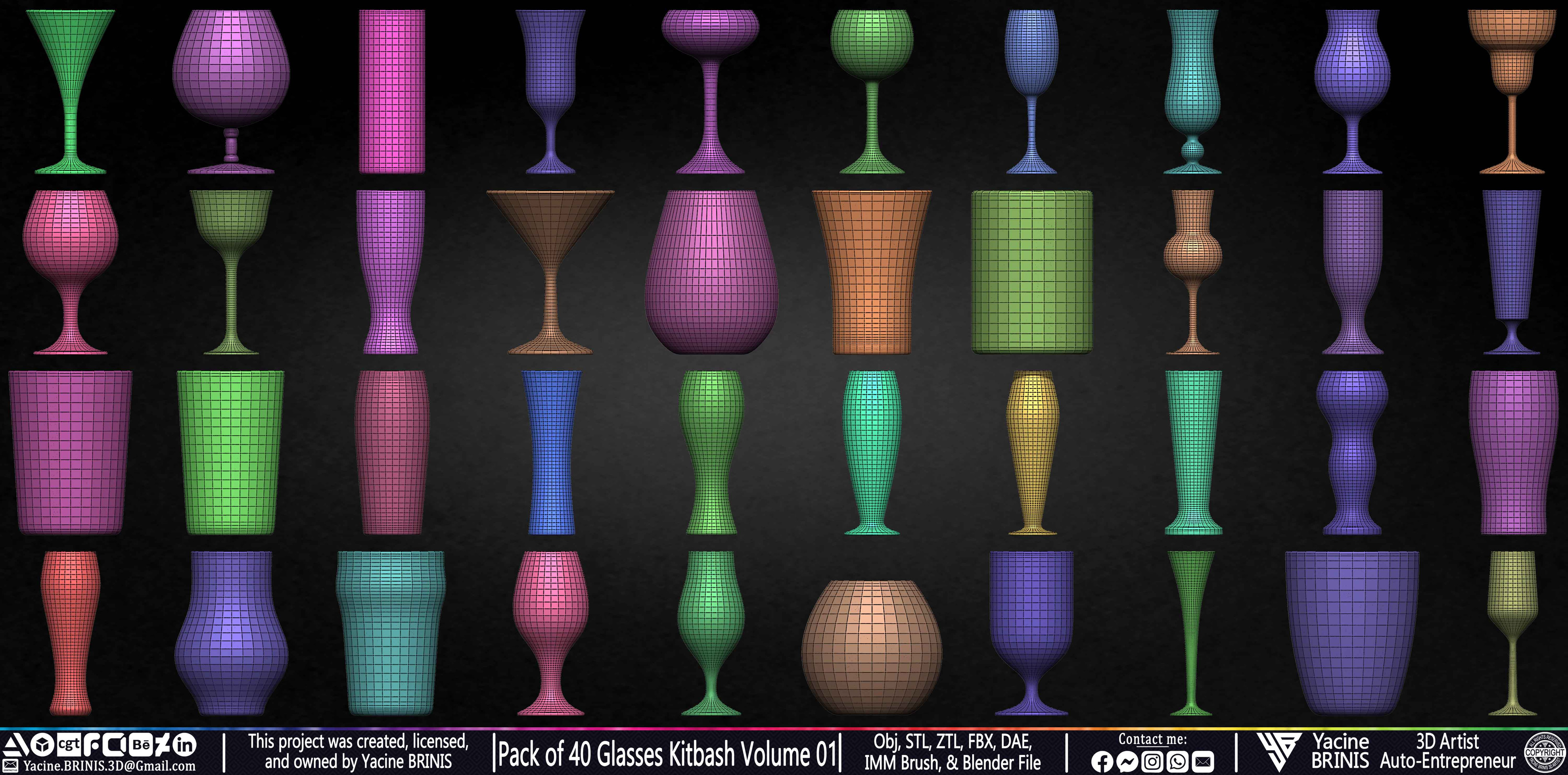 Pack of 40 Glasses Volume 01 Set 08