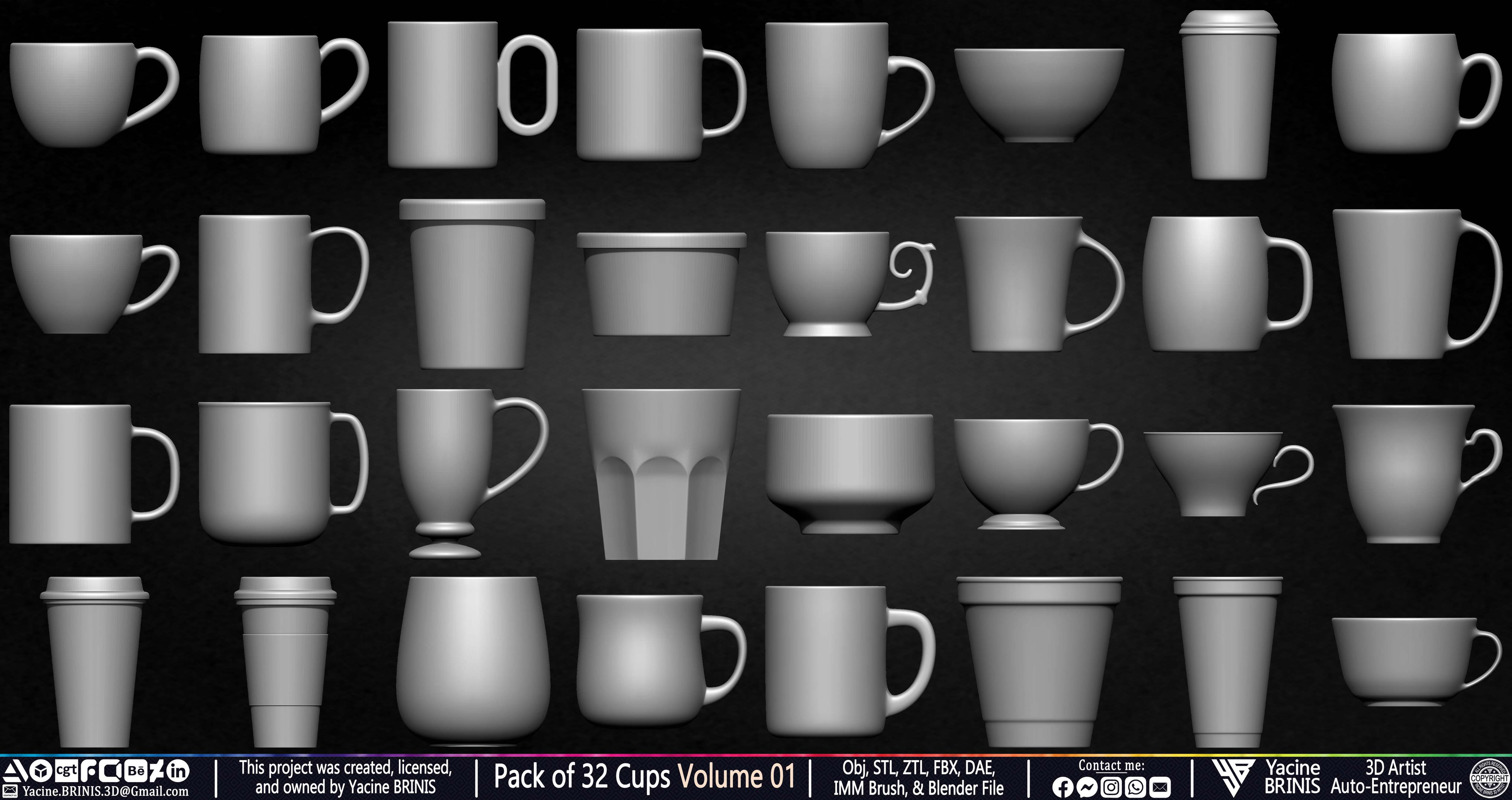 Pack of 32 Cups (Kit &amp; IMM Brush) Volume 01 set 002