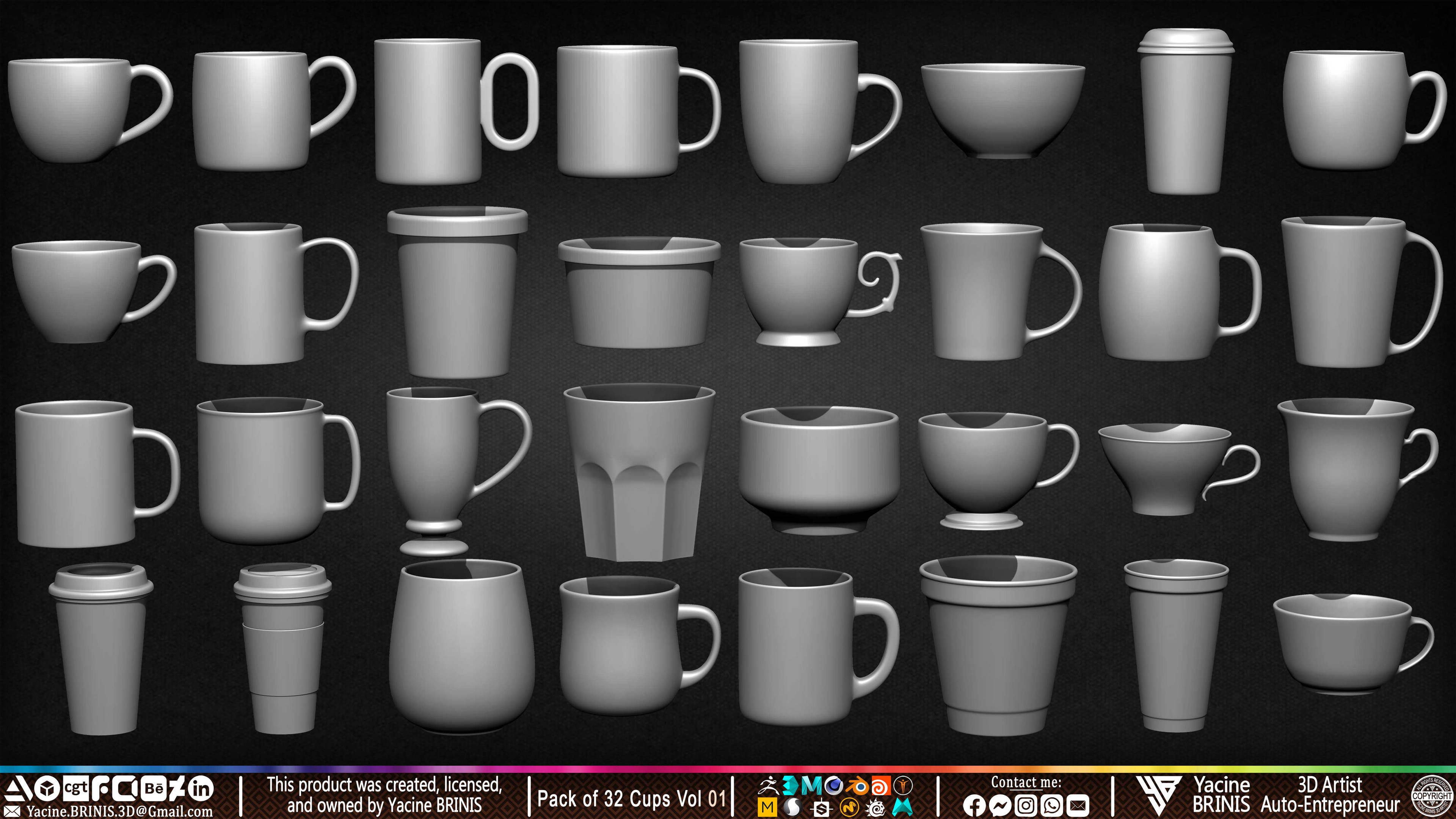 Pack of 32 Cups (Kit &amp; IMM Brush) Volume 01 set 004