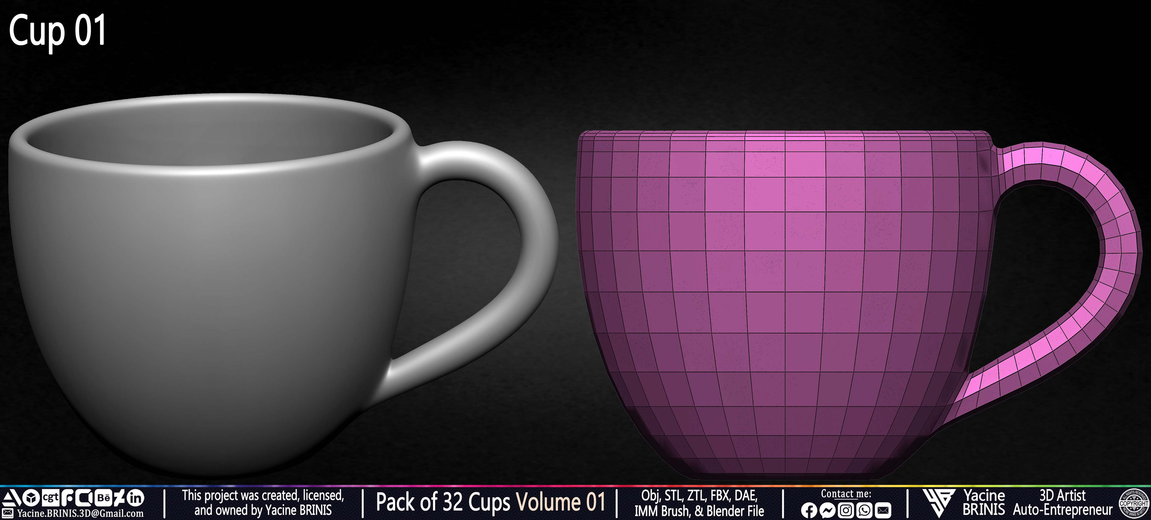 Pack of 32 Cups (Kit &amp; IMM Brush) Volume 01 set 011