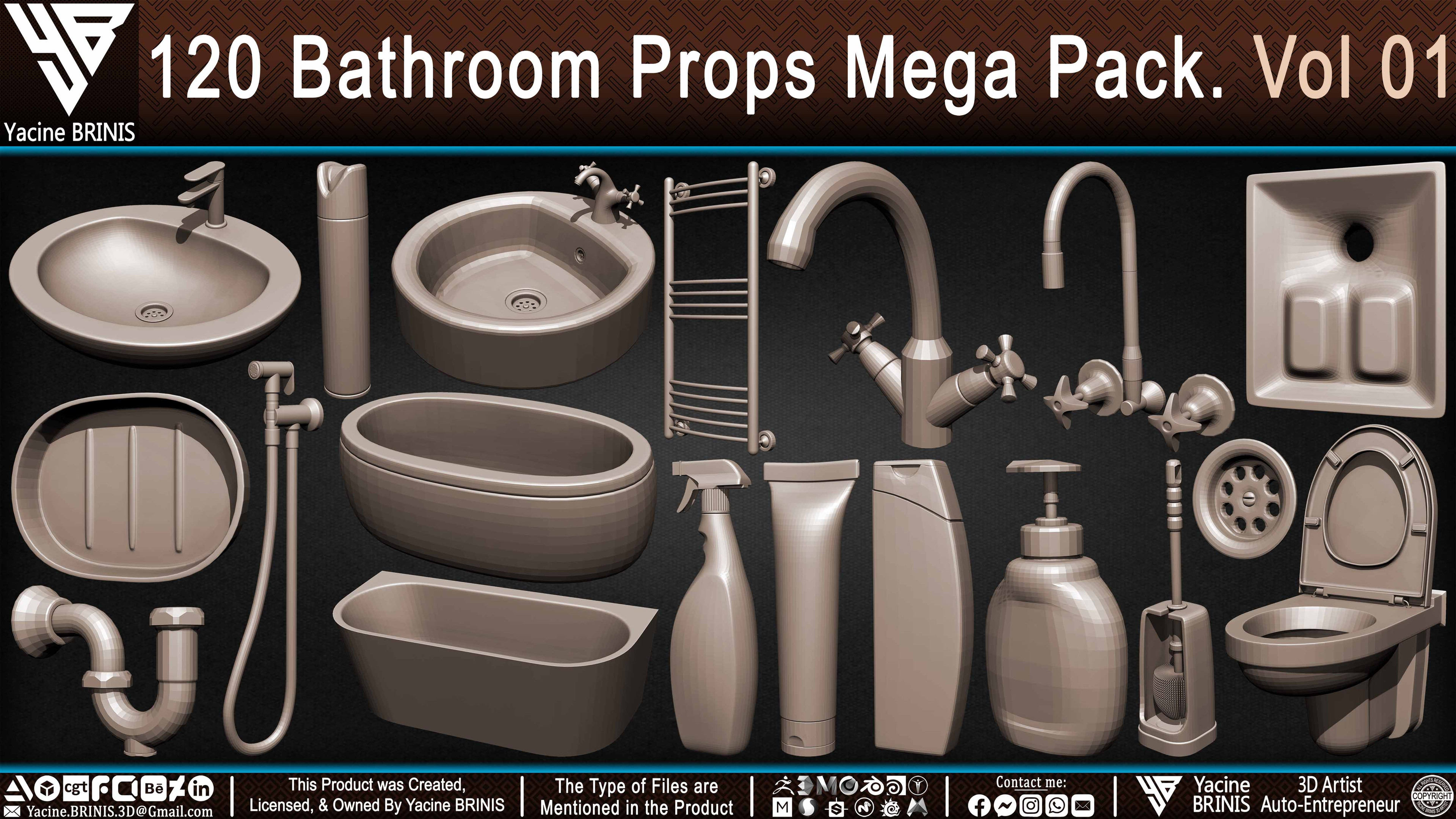 120 Bathroom Props Mega Pack Volume 01 Set 01