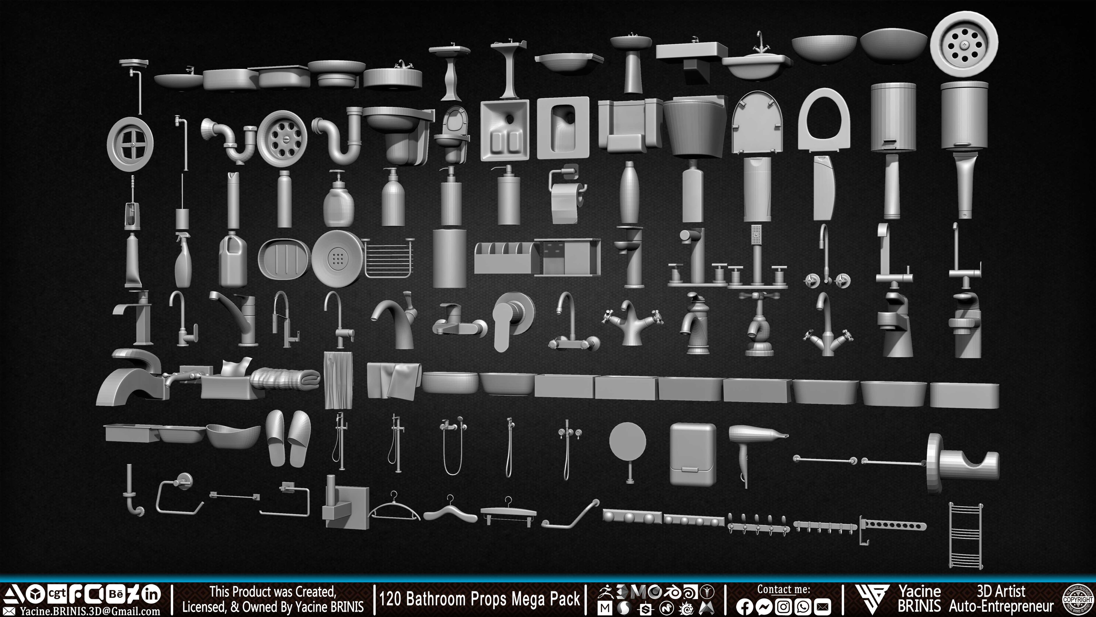 120 Bathroom Props Mega Pack Volume 01 Set 02