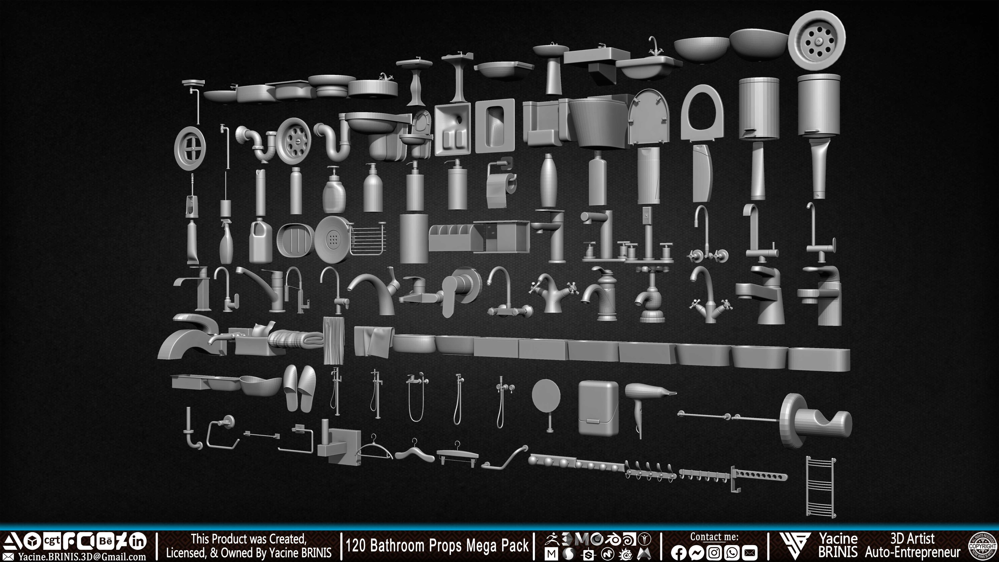 120 Bathroom Props Mega Pack Volume 01 Set 04