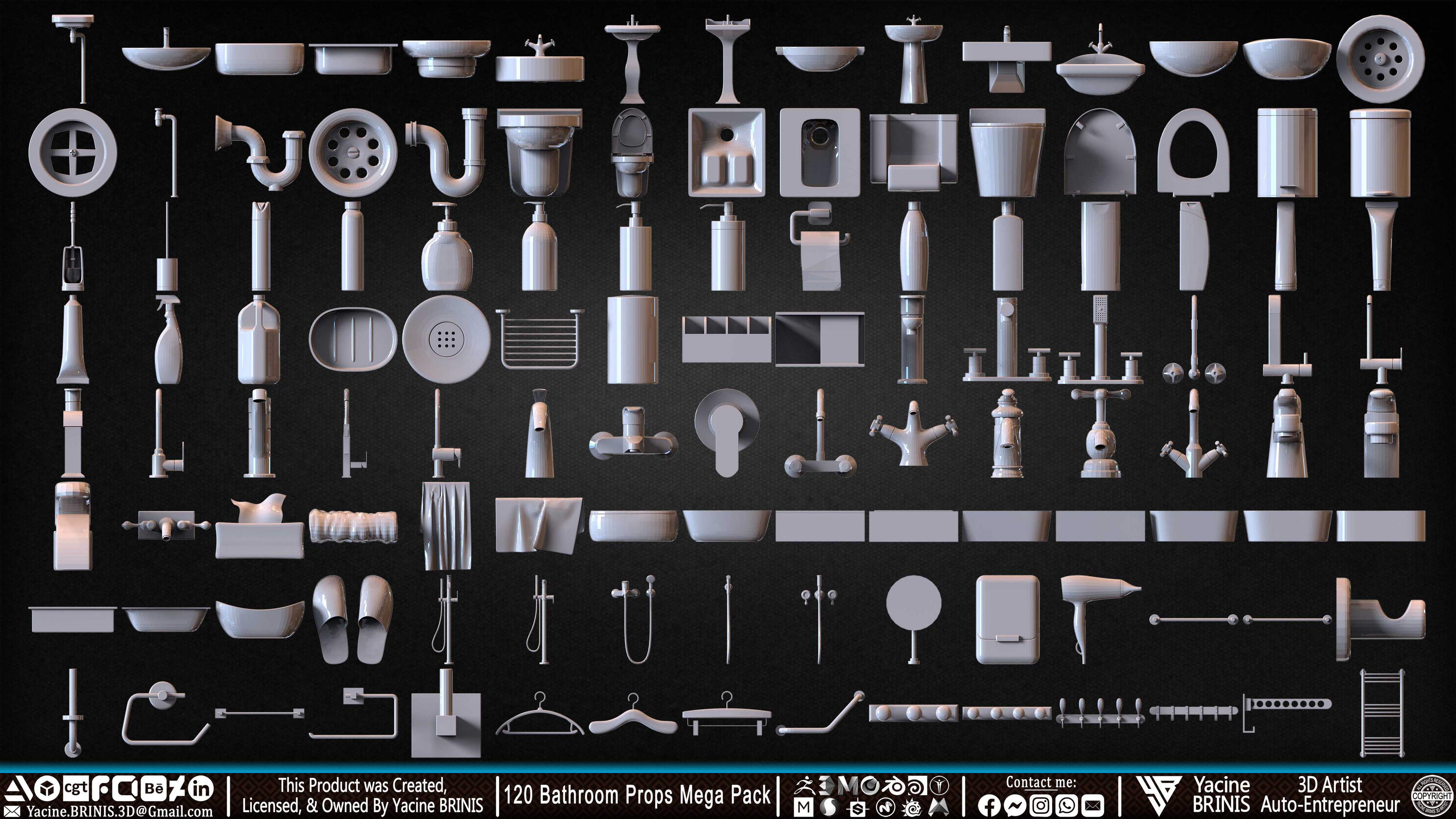 120 Bathroom Props Mega Pack Volume 01 Set 05
