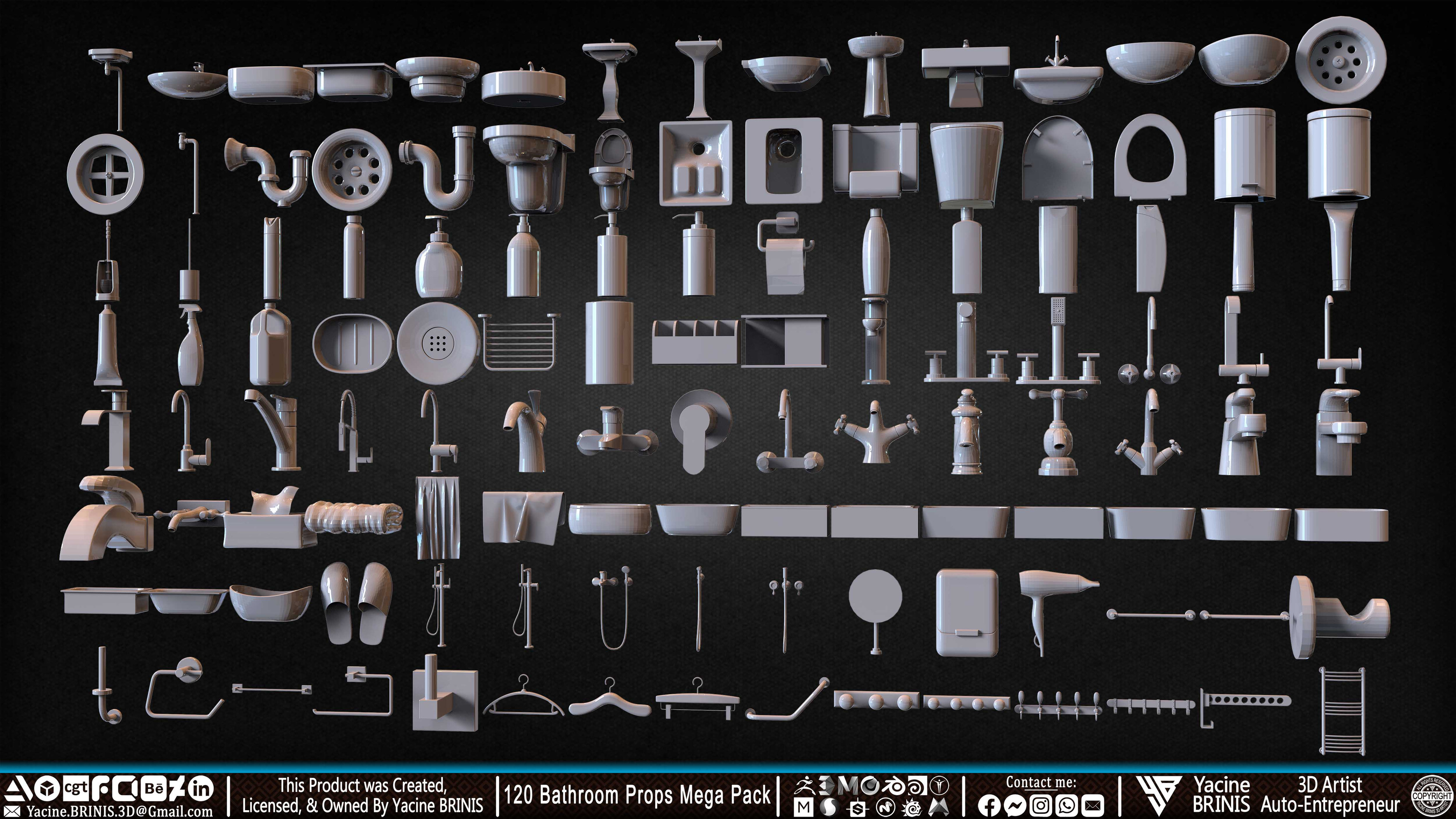 120 Bathroom Props Mega Pack Volume 01 Set 06