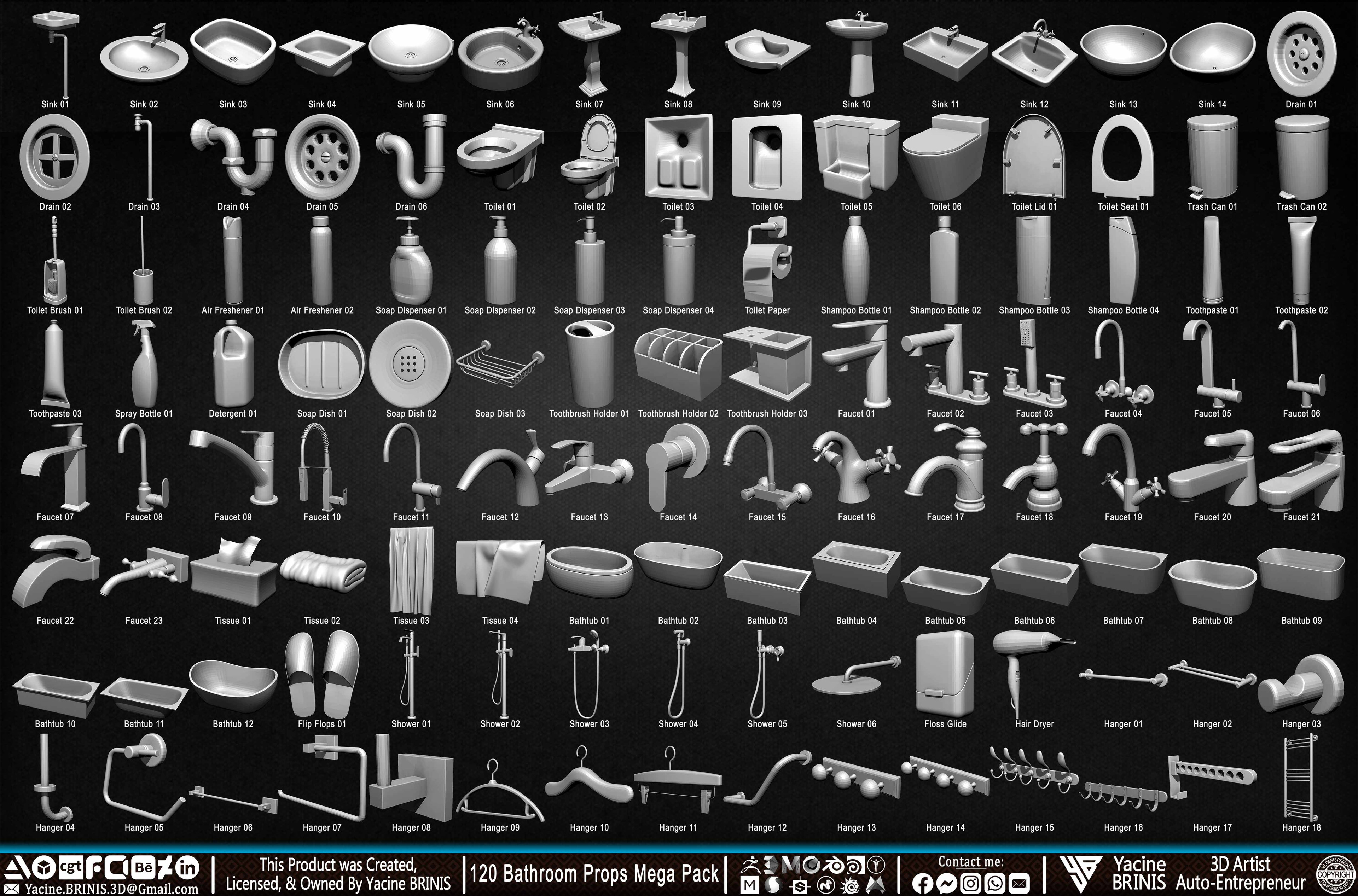 120 Bathroom Props Mega Pack Volume 01 Set 28