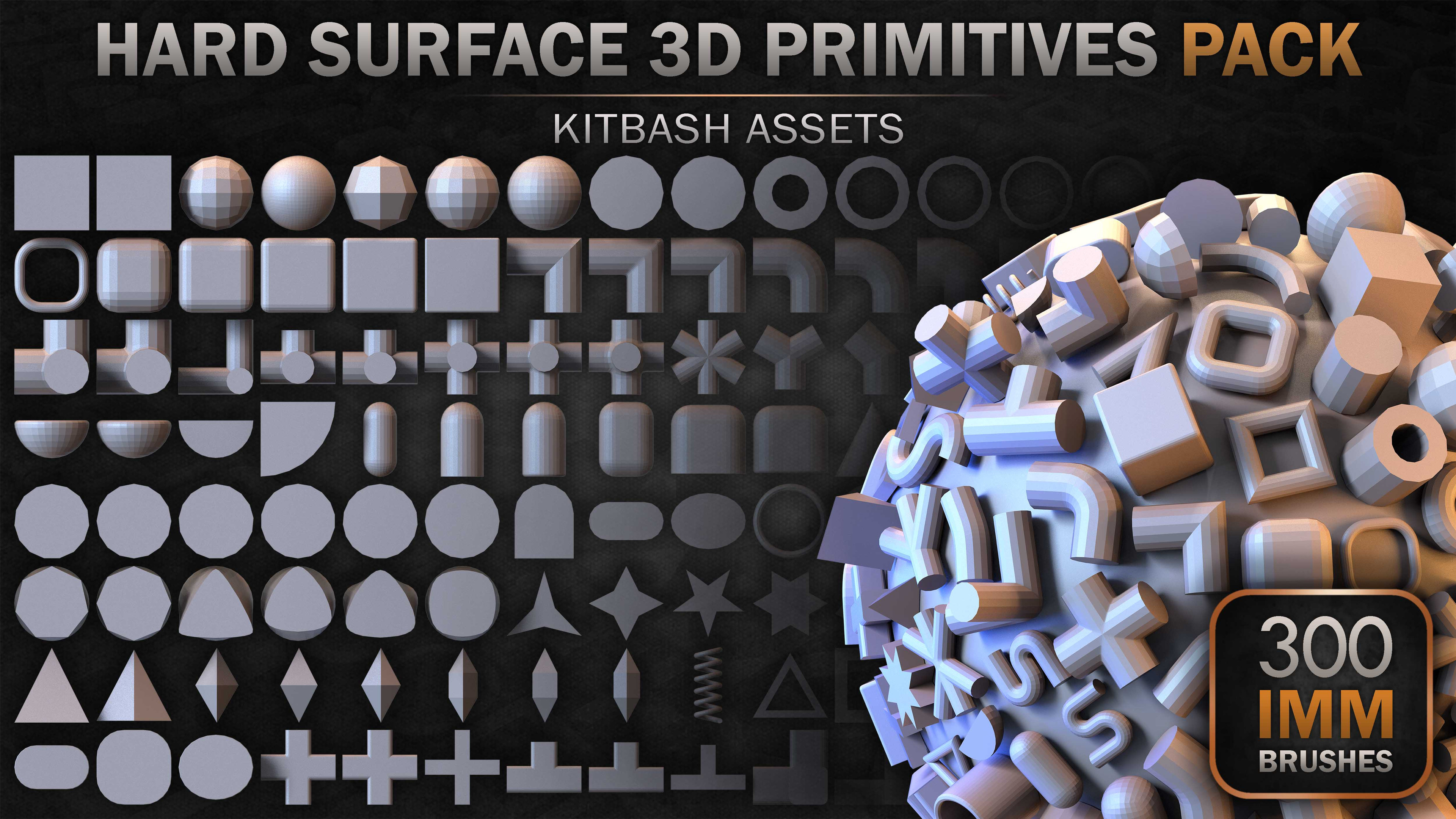 300 Hard Surface IMM 3D Primitives 01
